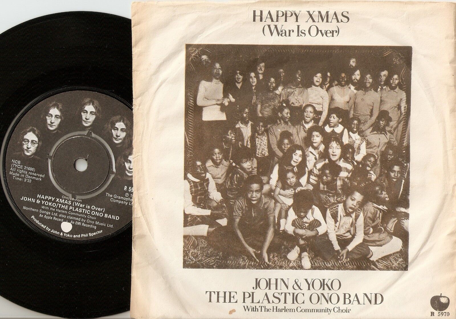 JOHN LENNON  YOKO ONO HAPPY XMAS (WAR IS OVER) DANISH 45+PS 1971 THE BEATLES