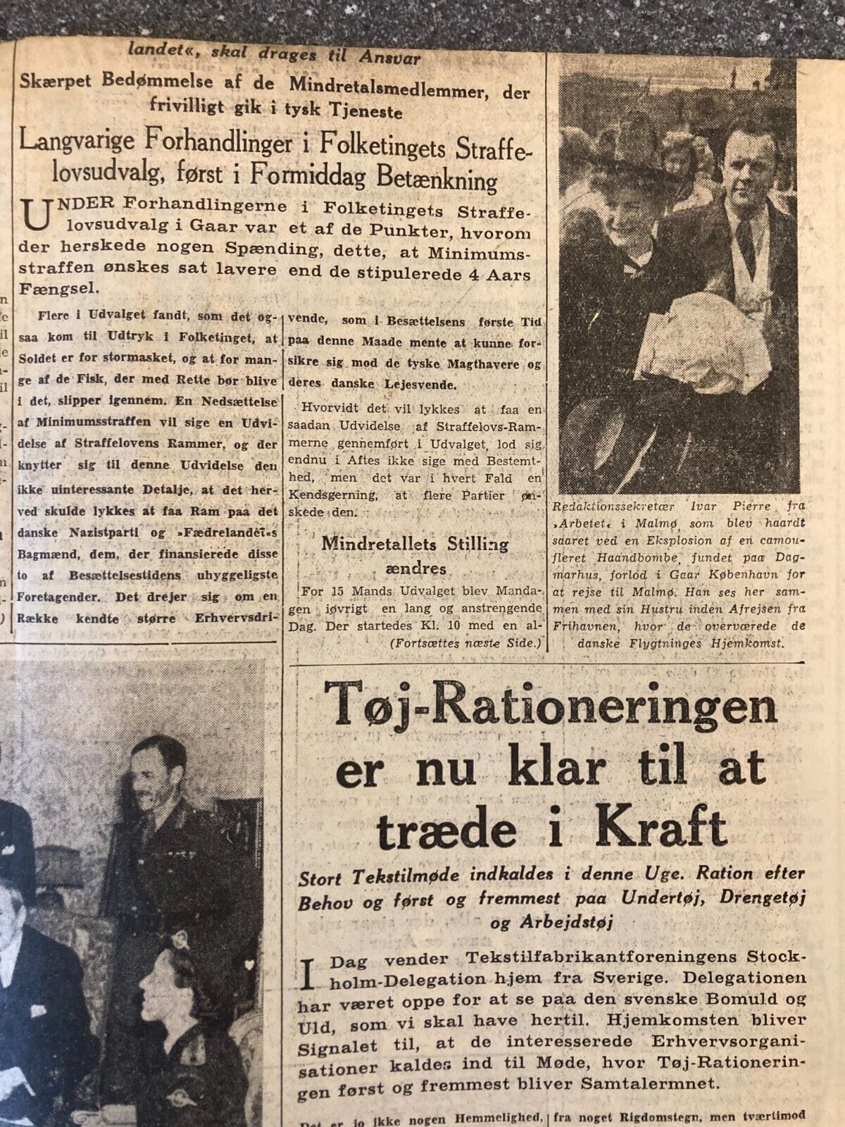 6x Pcs Danish WWII World War 2 Newspaper Lot 1944-45 "Social-Demokraten" Denmark