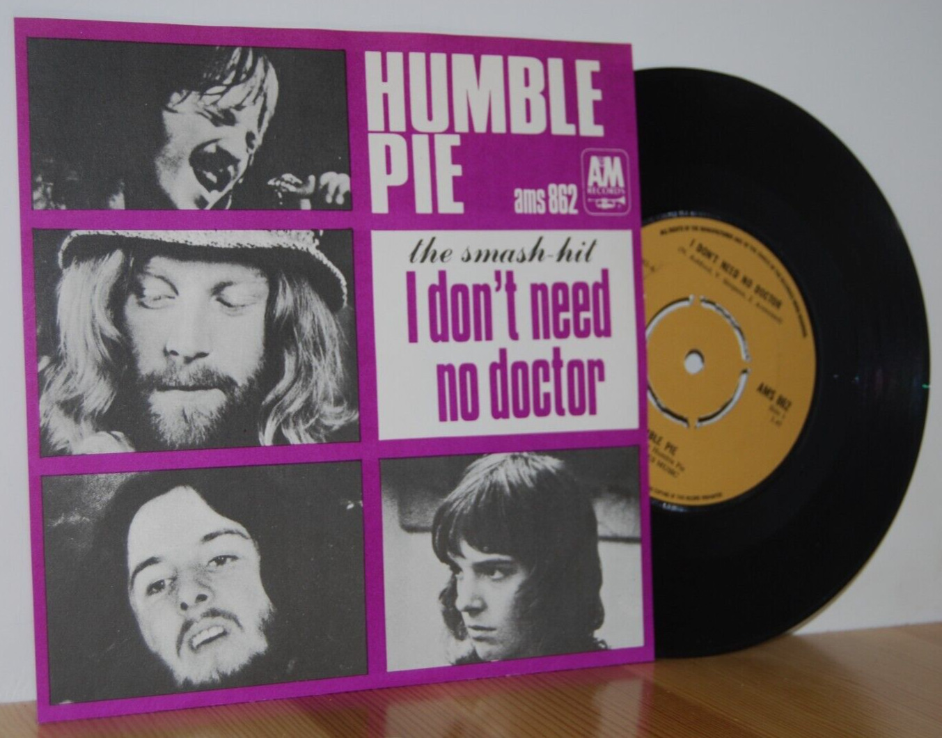 HUMBLE PIE I Don't Need a Doctor RARE Danish PS Picture Sleeve 45 vinyl 7''