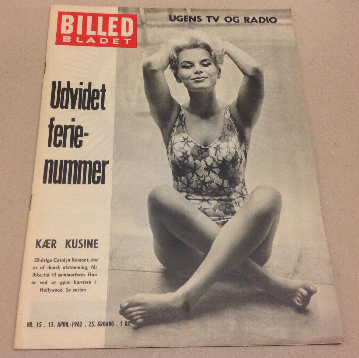 Carolyn Komant Hollywood Star Front Cover Vtg Danish Magazine Billed-Bladet 1962