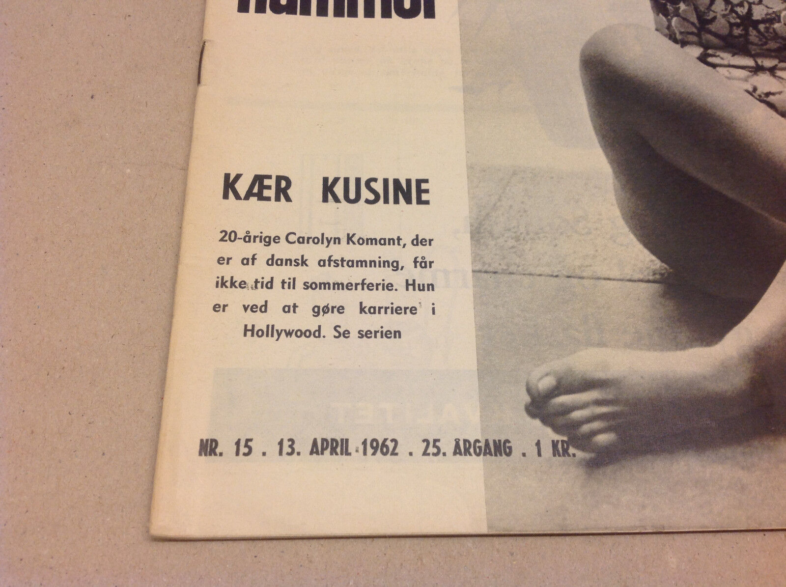 Carolyn Komant Hollywood Star Front Cover Vtg Danish Magazine Billed-Bladet 1962