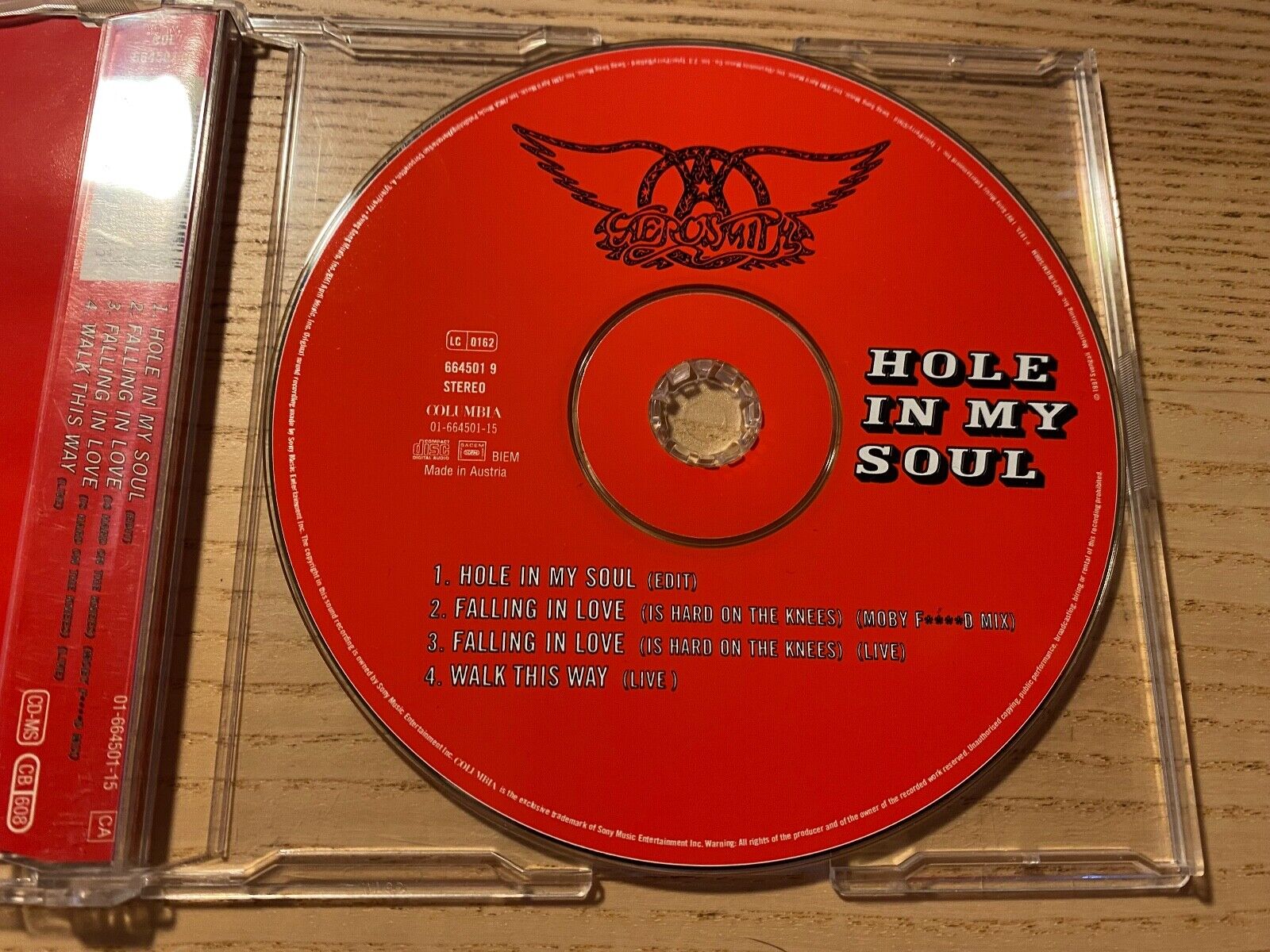 AEROSMITH "HOLE IN MY SOUL" 4 TRACK CD SINGLE COLUMBIA RECORDS 1997 +2 LIVE RARE