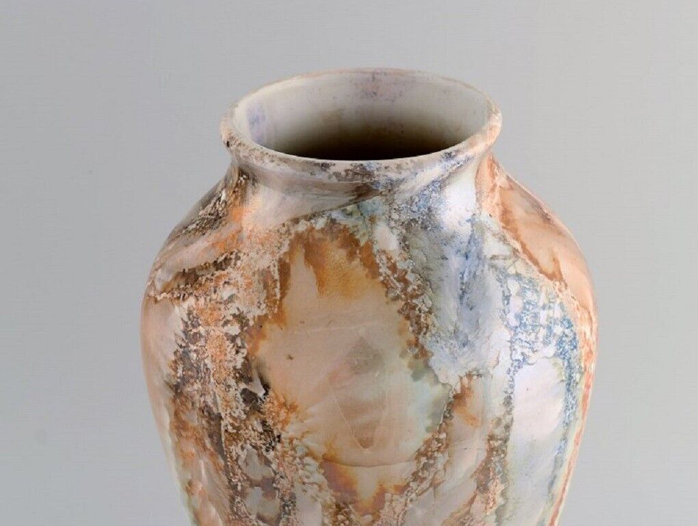 Arabia Finland Large Art Deco vase in glazed faience Beautiful marbled glaze