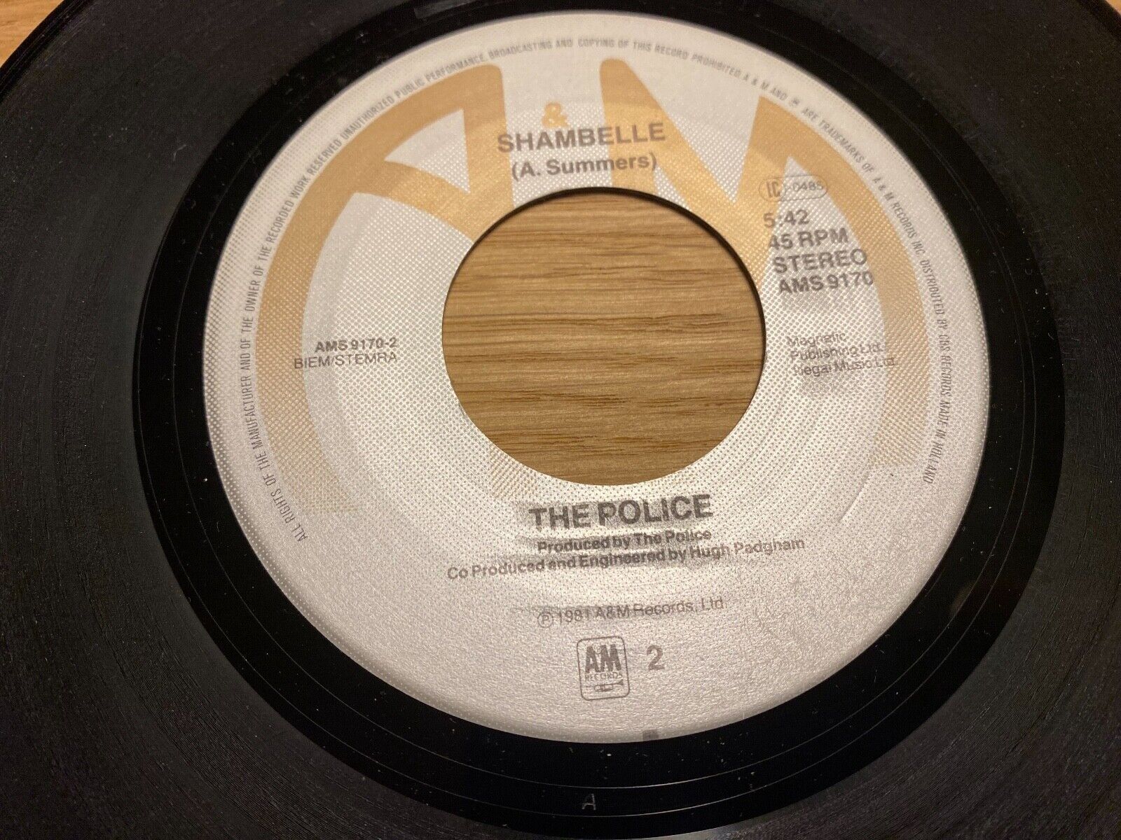 THE POLICE "EVERY LITTLE THING SHE DOES IS MAGIC/SHAMBELLE" 1981 7" VINYL SINGLE