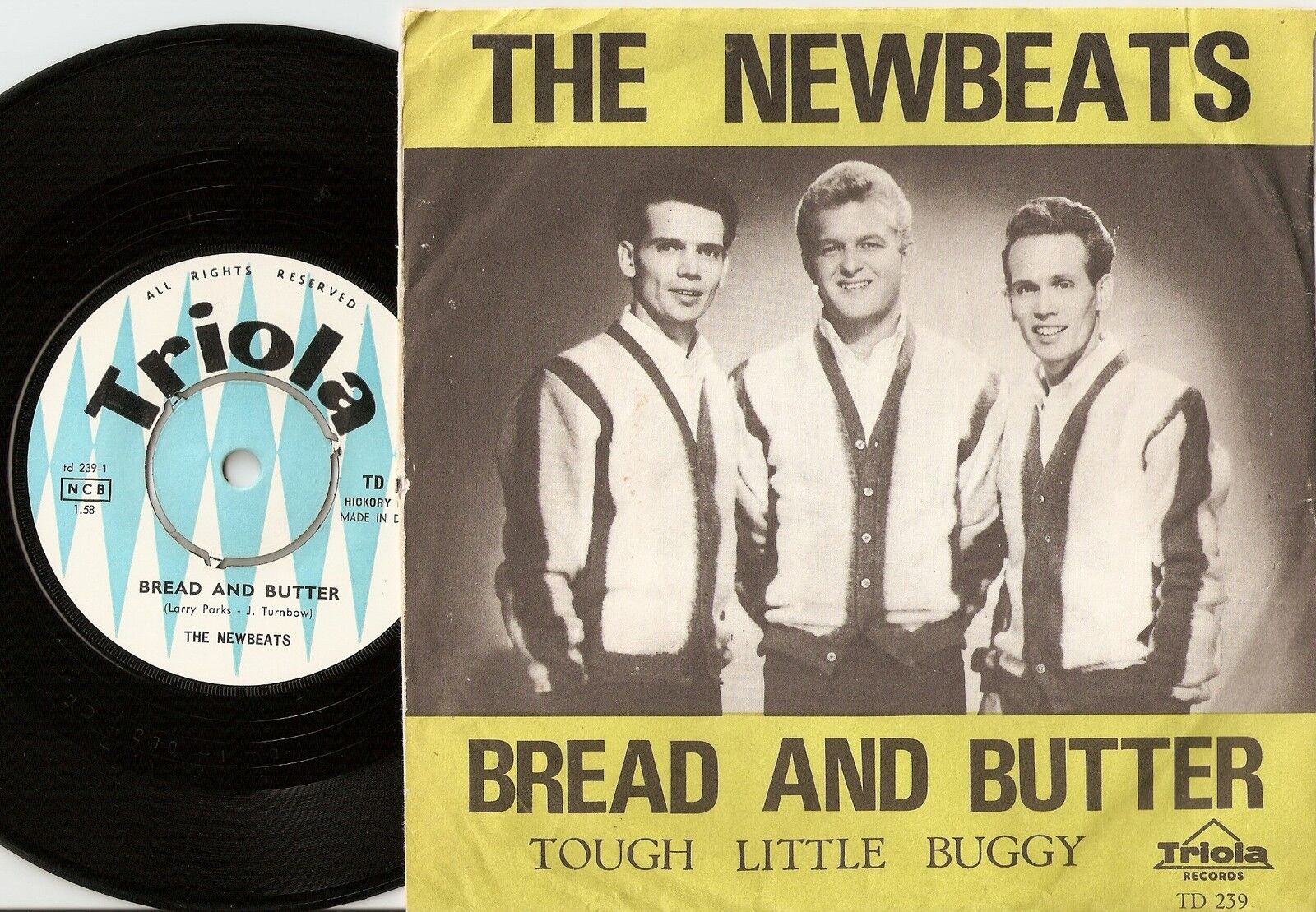 THE NEWBEATS BREAD AND BUTTER  BUGGY DANISH 45+PS 1964 MOD NORTHERN SOUL RB