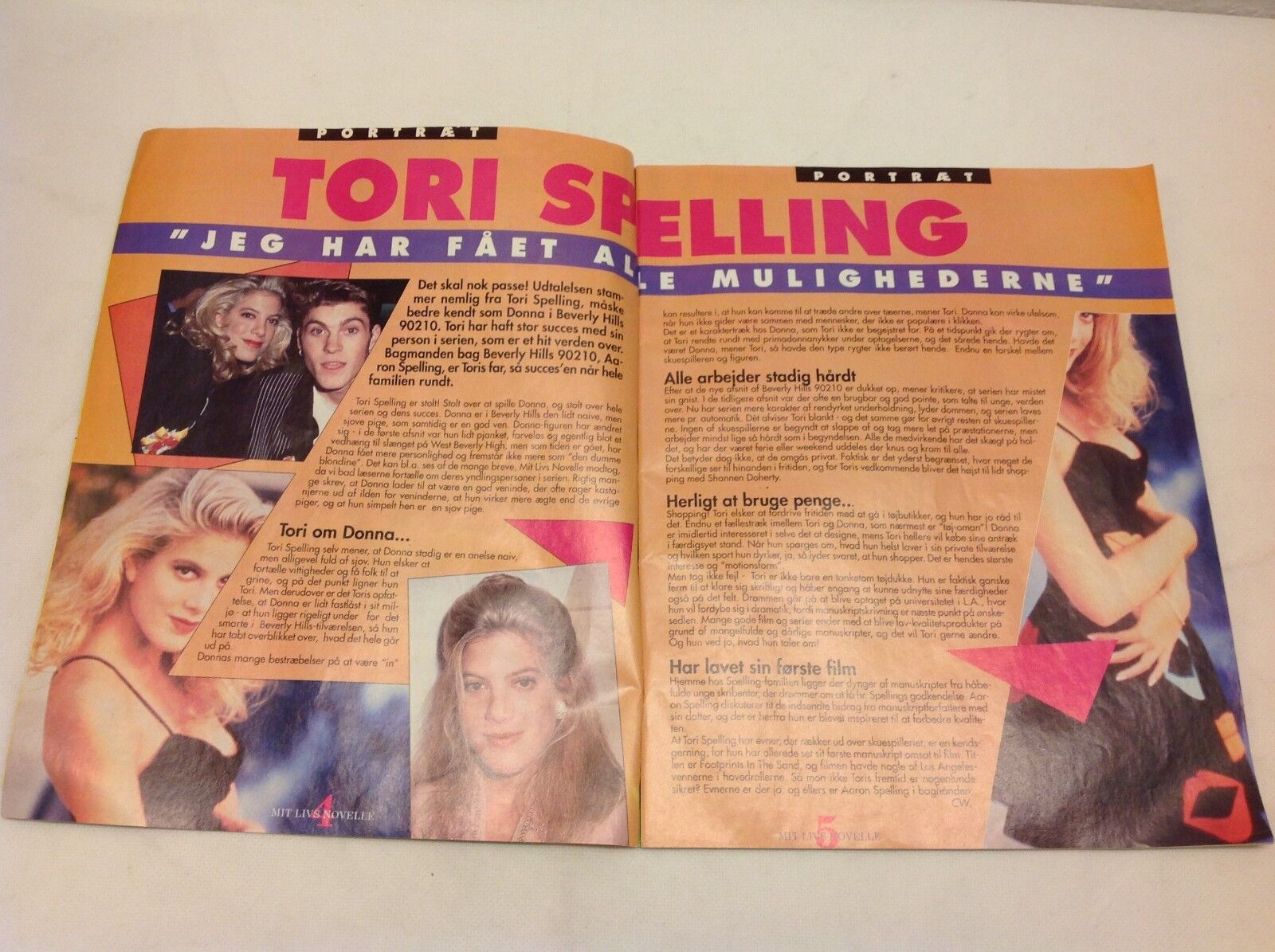 Tori Spelling Vtg Beverly Hills Original Danish Magazine 1994 "Mit Livs Novelle"