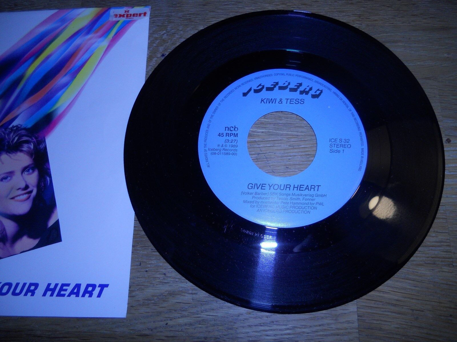 KIWI  TESS "GIVE YOUR HEART" 1989 ICEBERG RECORDS NCB RARE DANISH VINYL SINGLE*