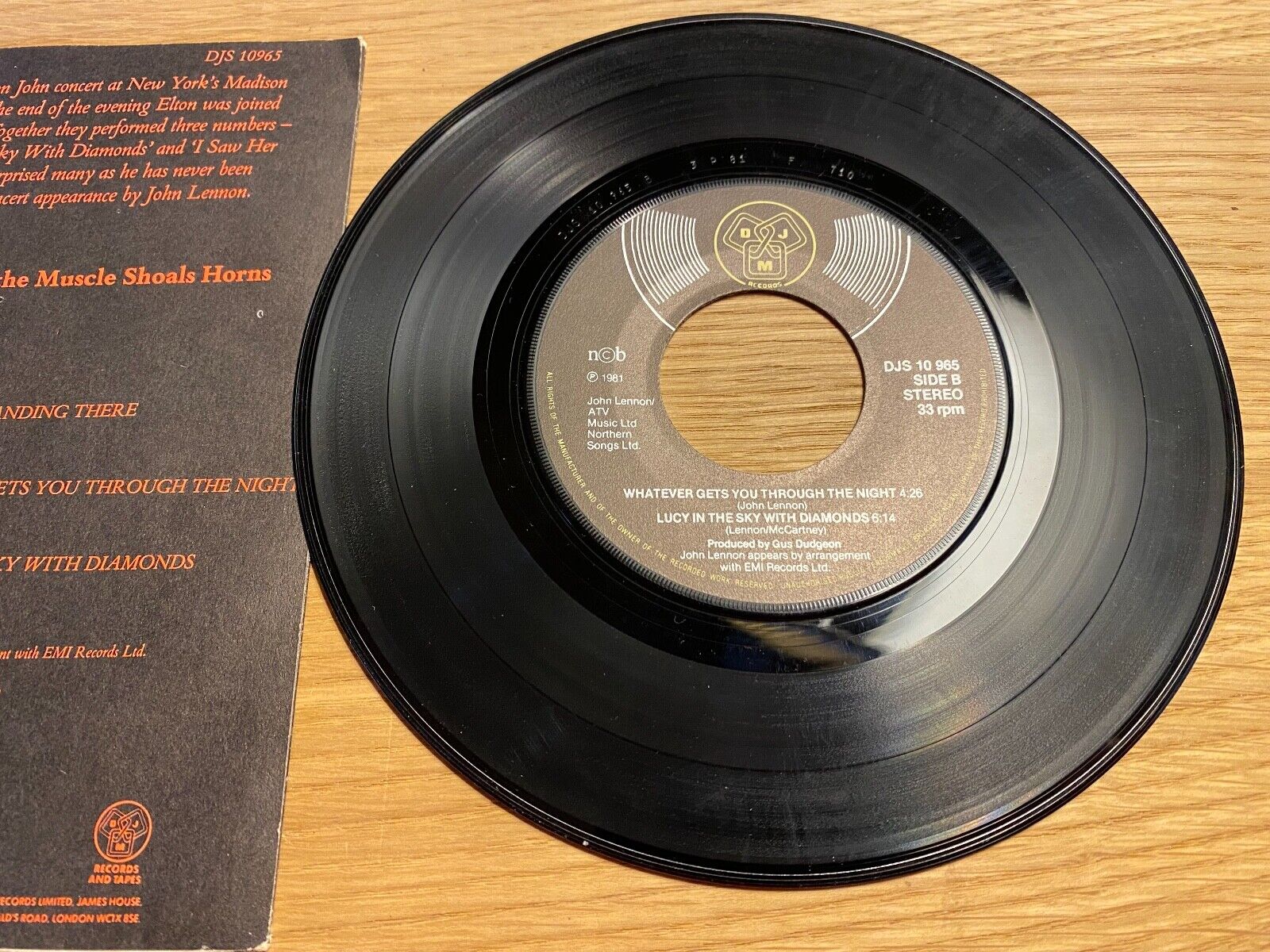 JOHN LENNON  ELTON JOHN "I SAW HER STANDING THERE" 1975 DJM RECORDS NCB PRESS 7