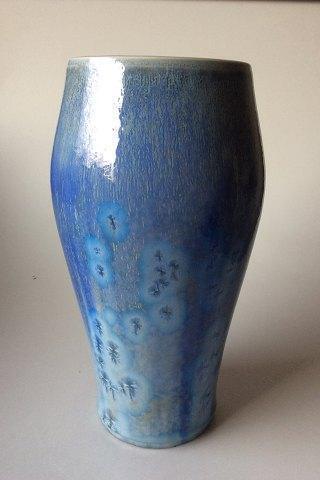 Royal Copenhagen Crystalline vase with dobbelt signature Both Gerhard Heilmann