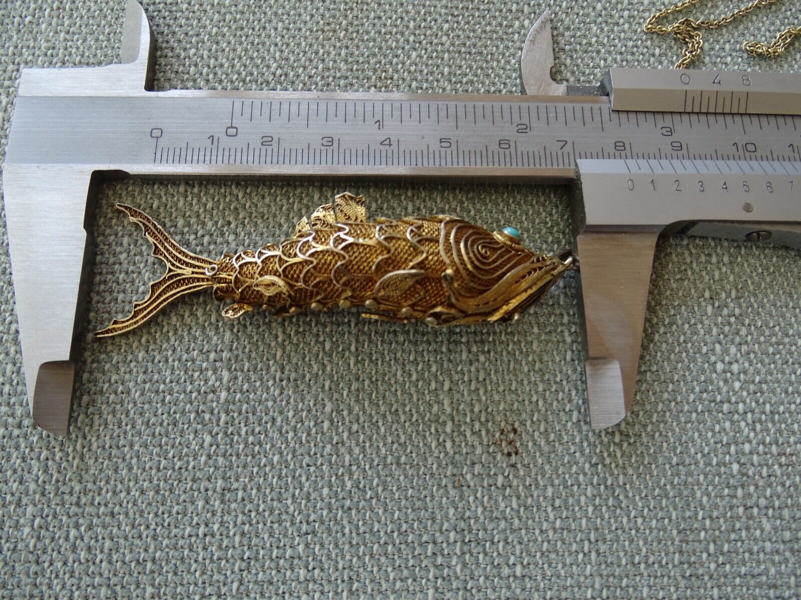 small JUDAICA SILVER SPICEBOX BESAMIM FISH goldplated