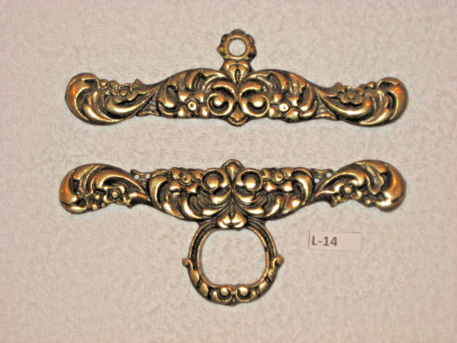 L-14 Antique Ornate Brass Bell Pull Hardware  5 1/4" 135 mm Klokkestreng Denmark