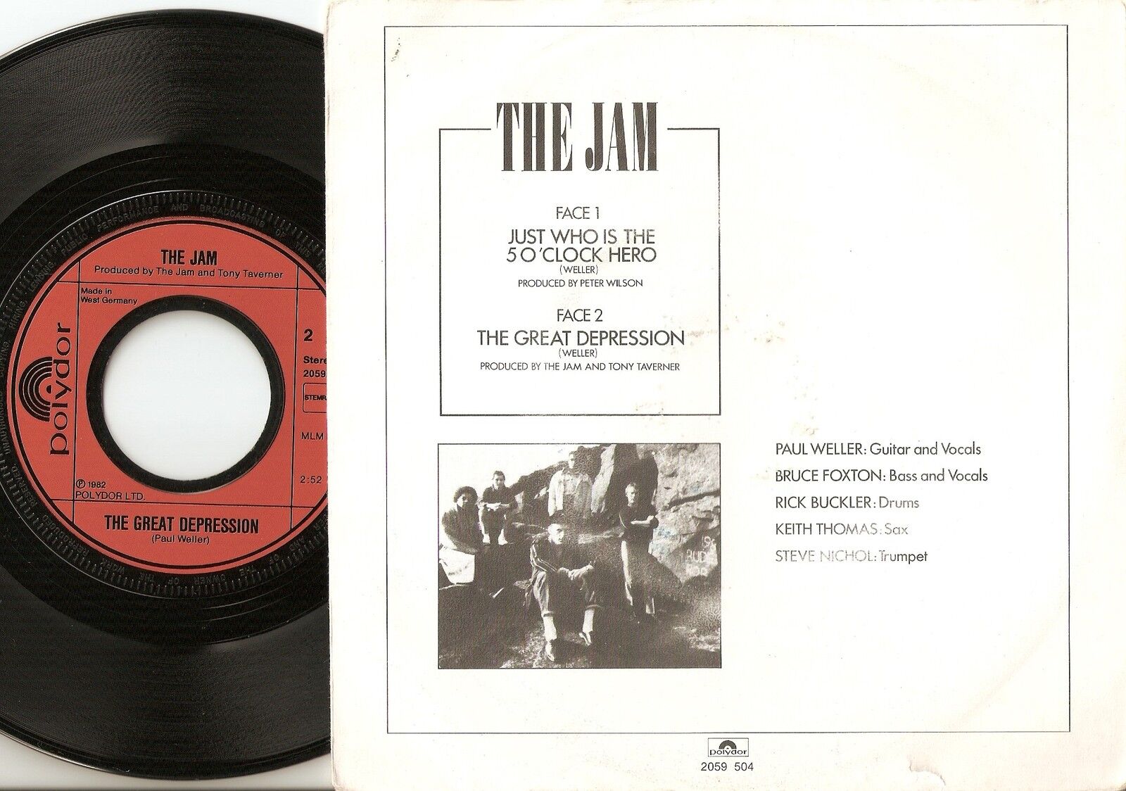 THE JAM (SING) JUST WHO IS THE 5 O`CLOCK HERO GERMAN DUTCH 45+PS `82 MOD REVIVAL