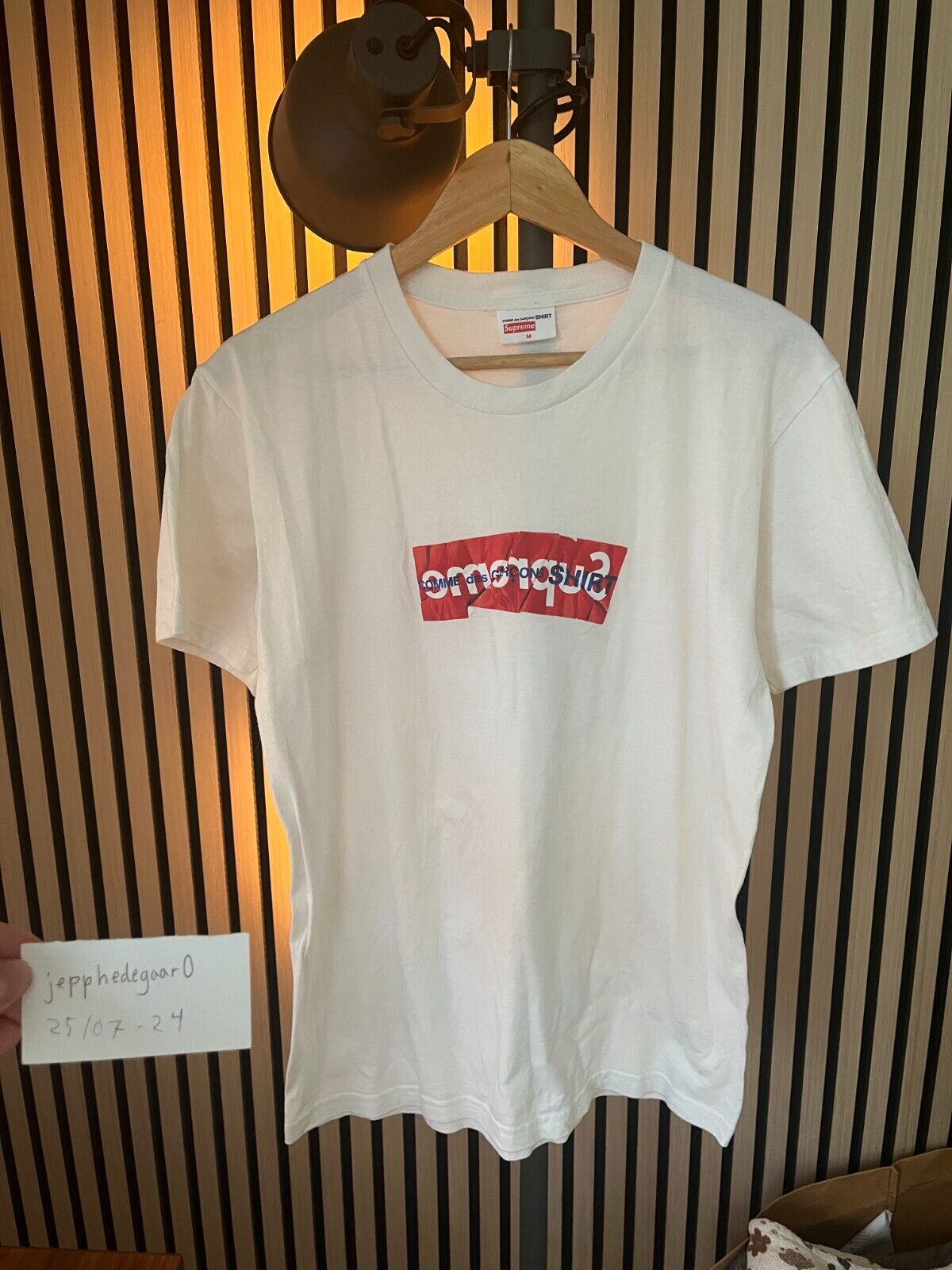 Supreme x Comme Des Garcons CDG Shirt Box Logo Tee White SS17 Size M