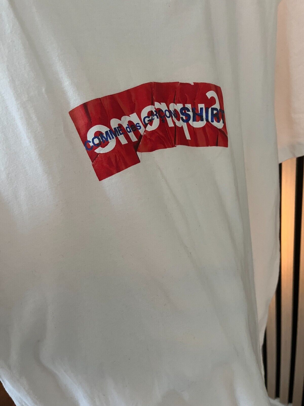 Supreme x Comme Des Garcons CDG Shirt Box Logo Tee White SS17 Size M