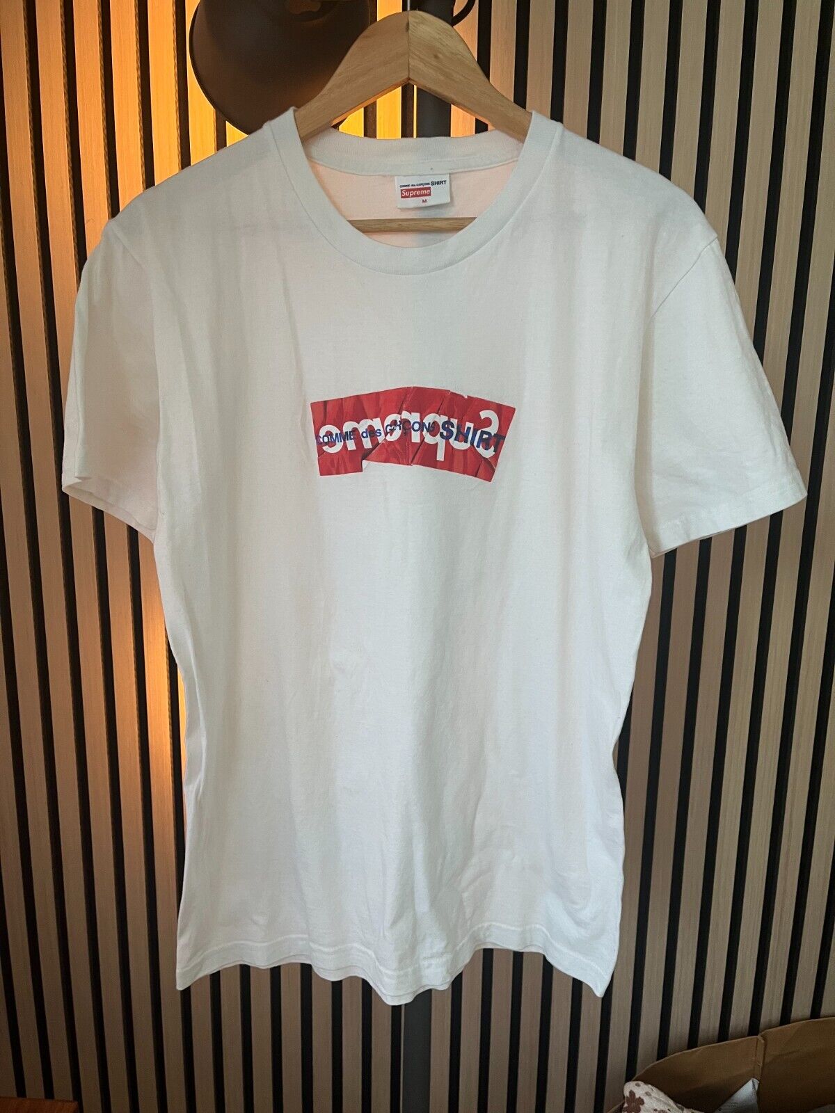 Supreme x Comme Des Garcons CDG Shirt Box Logo Tee White SS17 Size M