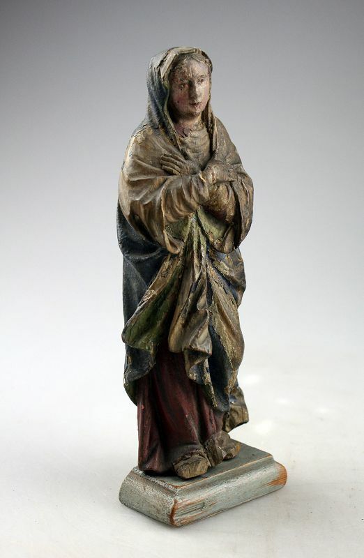 *SC* ATTRACTIVE GERMAN SCHOOL 15TH-16TH CENTURY WOODEN FIGURE OF MADONNA