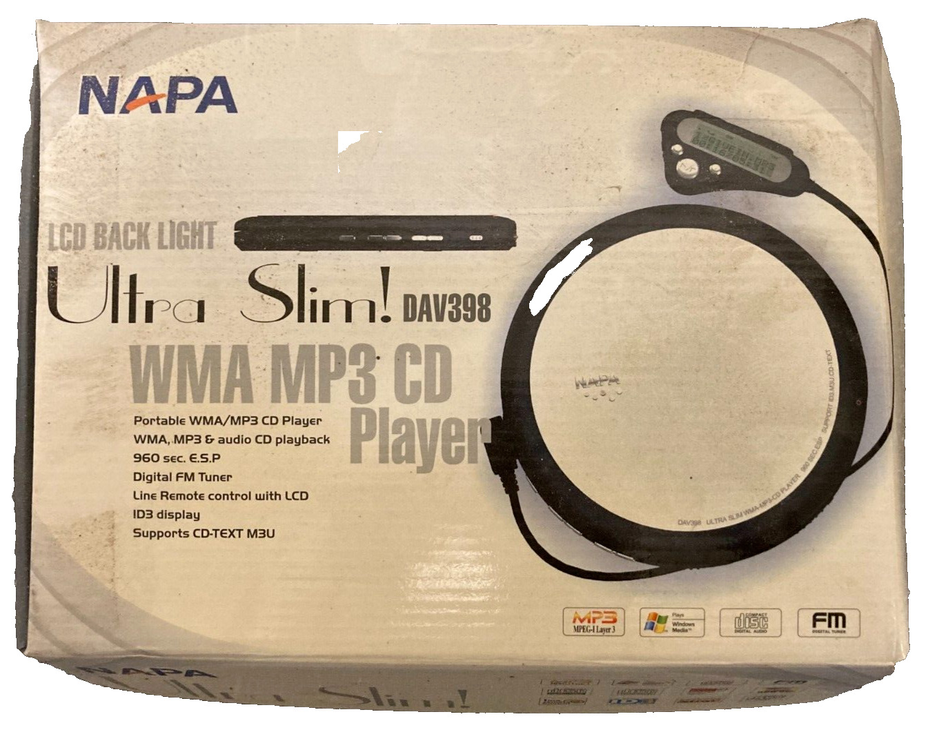 NAPA Ultra Slim DAV398 WMA/MP3/CD Player with Digital FM Tuner - Vintage 2003