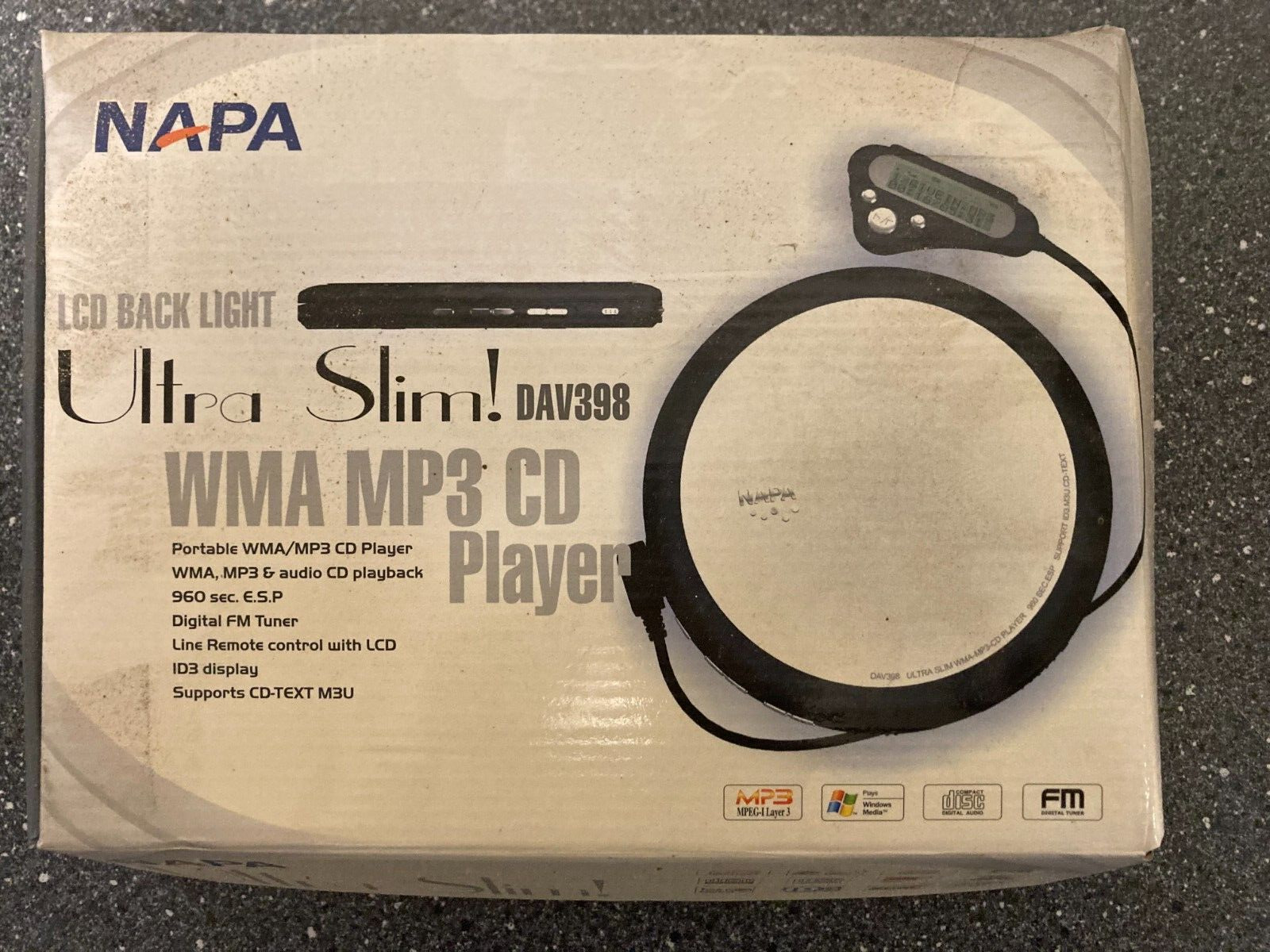 NAPA Ultra Slim DAV398 WMA/MP3/CD Player with Digital FM Tuner - Vintage 2003