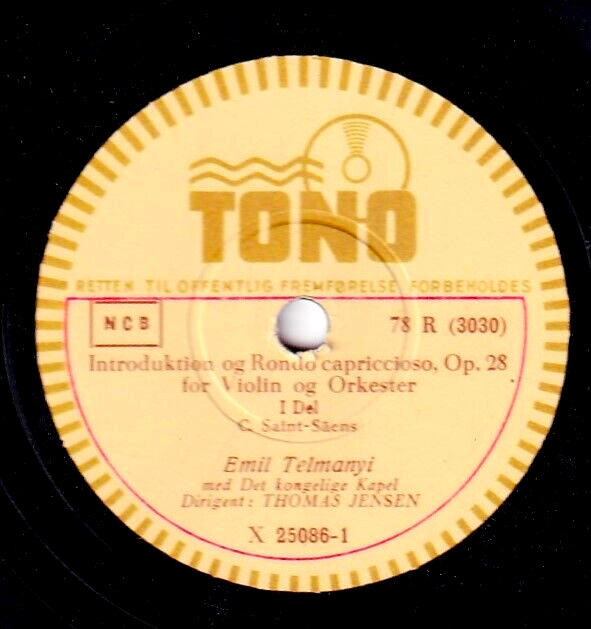 Telmanyi; Jensen Saint-Saëns (Intr and Rondo capriccioso) Tono X 25086 NM(-)