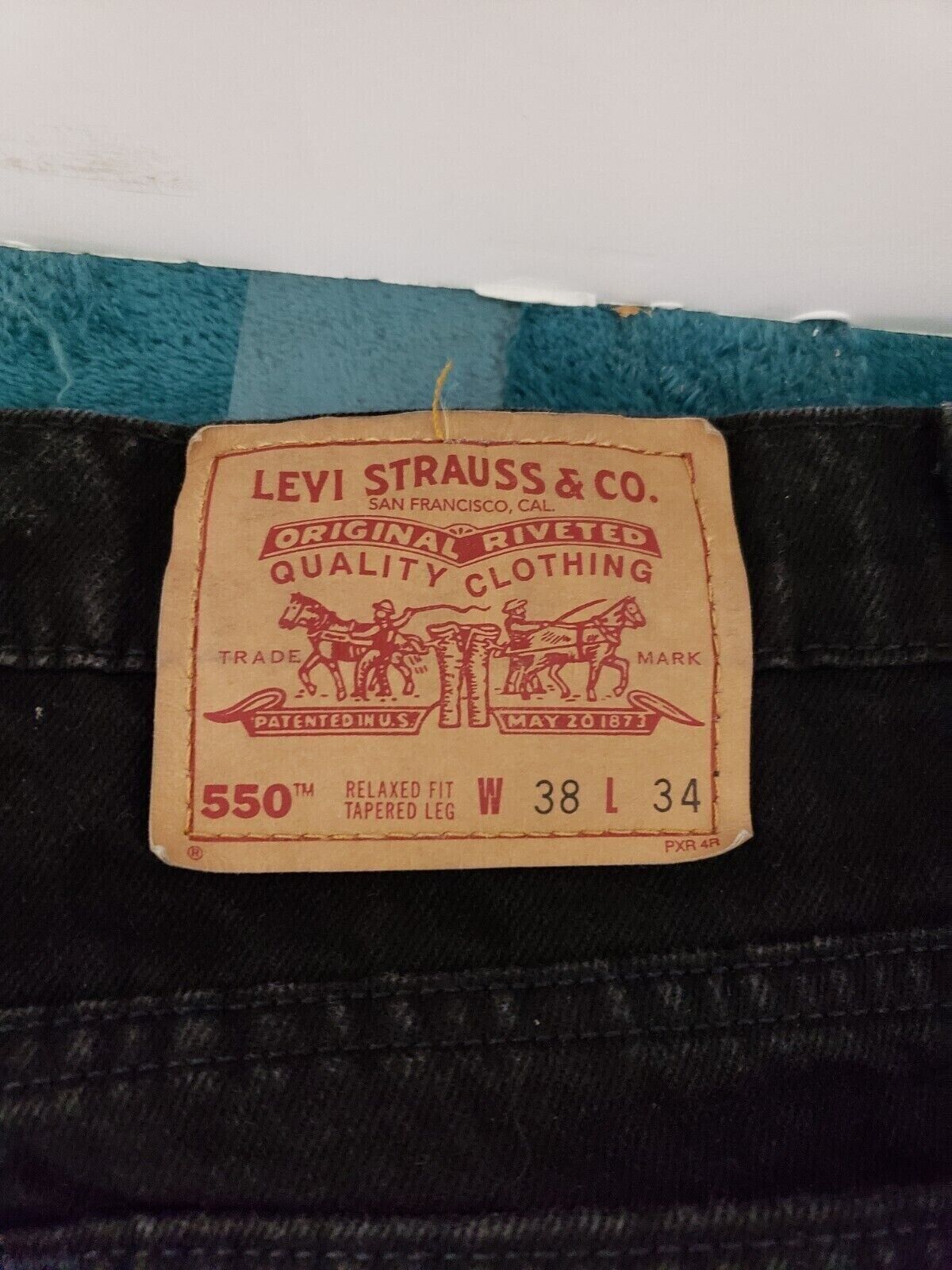 Levi's 550 Mens Black 1990's Jeans Sz 38x34 Denim Pants 100% Cotton Red Tab y2k