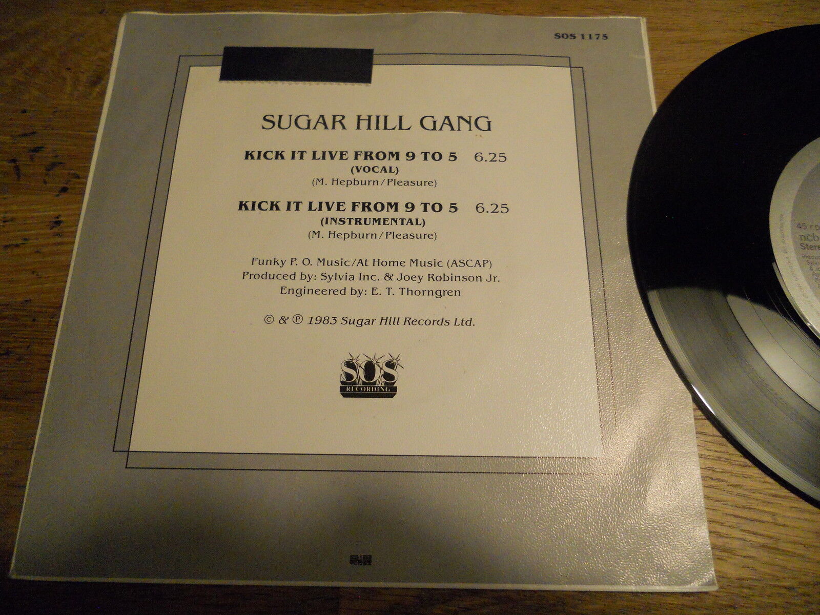 SUGAR HILL GANG "KICK IT LIVE FROM 9 TO 5" SWEDISH 7" SOS Recording Scandinavian