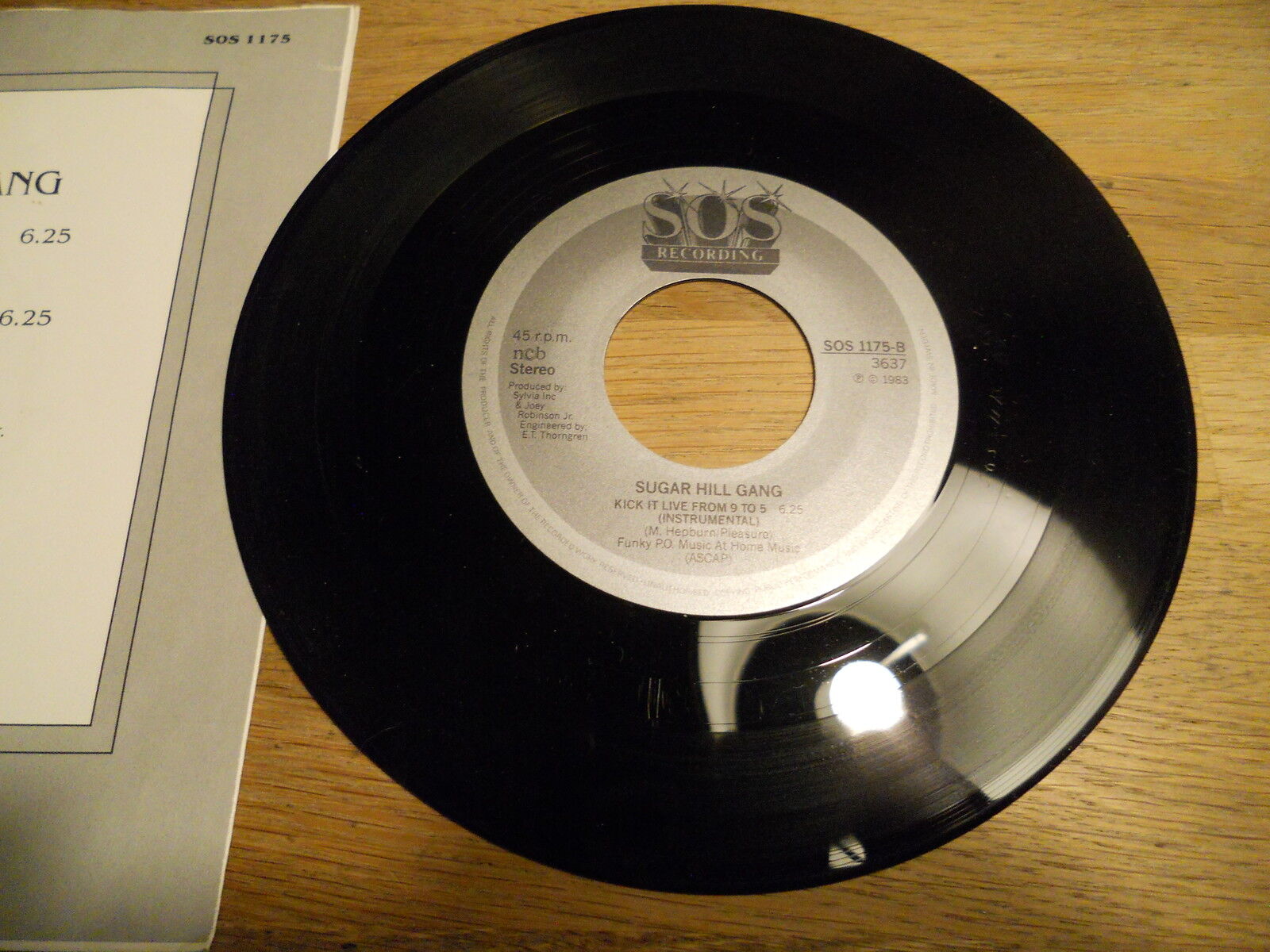 SUGAR HILL GANG "KICK IT LIVE FROM 9 TO 5" SWEDISH 7" SOS Recording Scandinavian