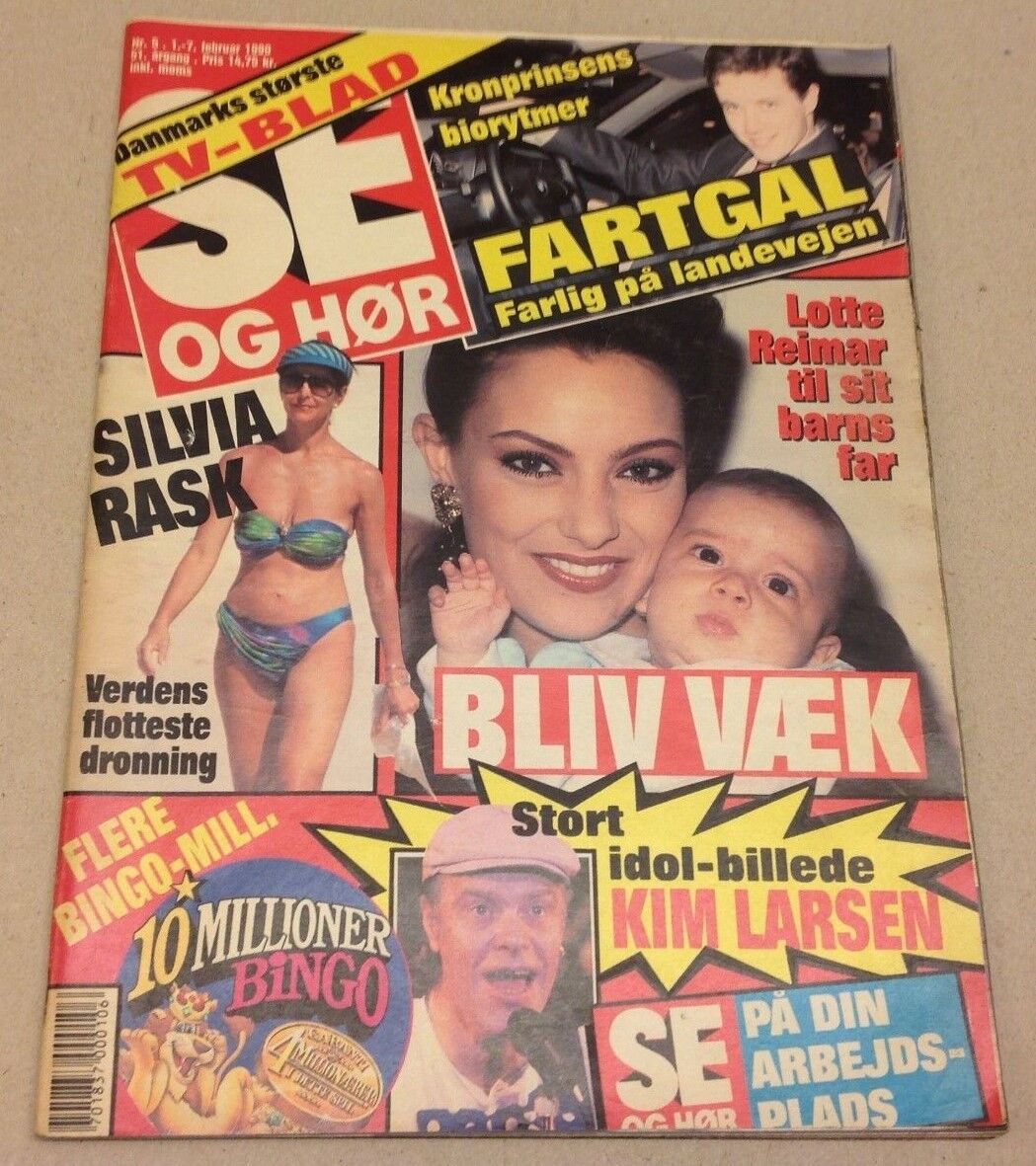 Queen Silvia of Sweden Gustav Front Cover Vtg Danish Magazine 1990 "Se og Hoer"