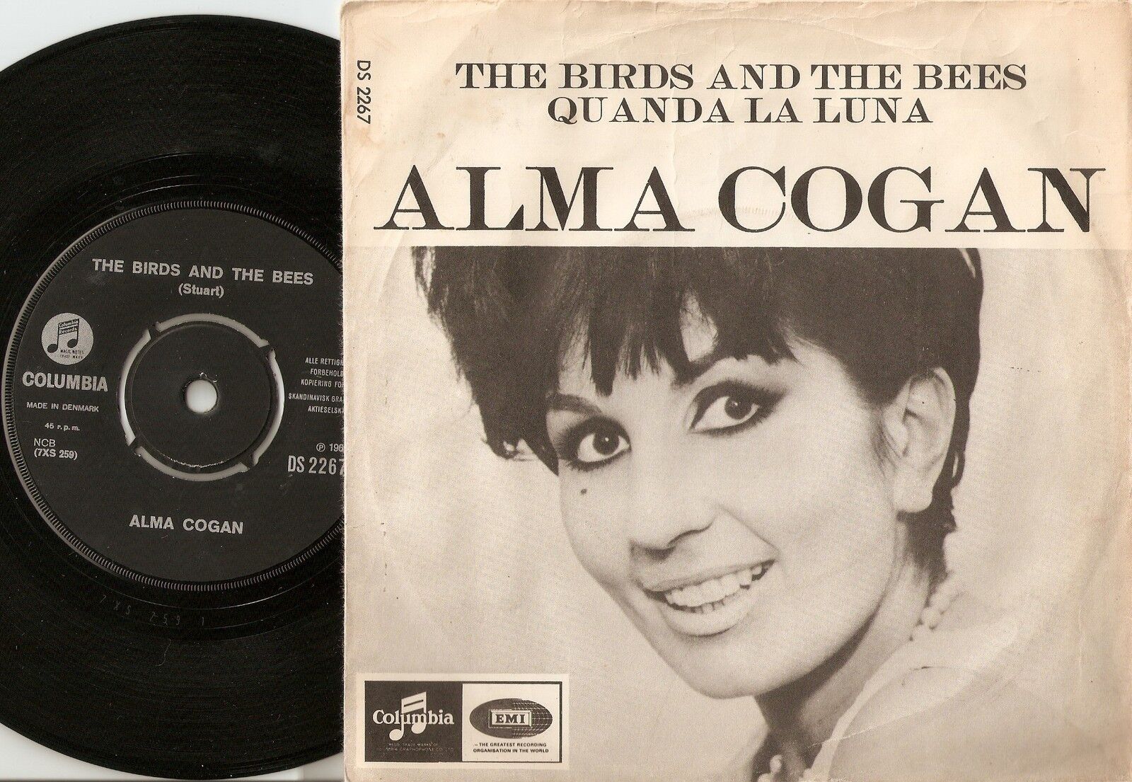 ALMA COGAN THE BIRDS AND THE BEES  QUANDA LA LUNA DANISH 45+PS 65 MOD GIRL LULU