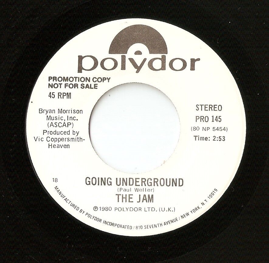 THE JAM GOING UNDERGROUND US PROMO 7" 45 RPM 1980 MOD WHO WELLER FOXTON BUCKLER