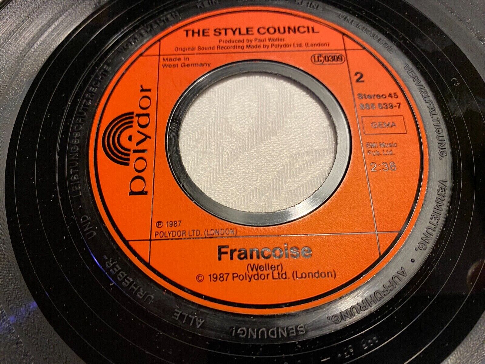 THE STYLE COUNCIL / PAUL WELLER "WAITING/FRANCOISE" 1987 POLYDOR RECORDS GERMANY