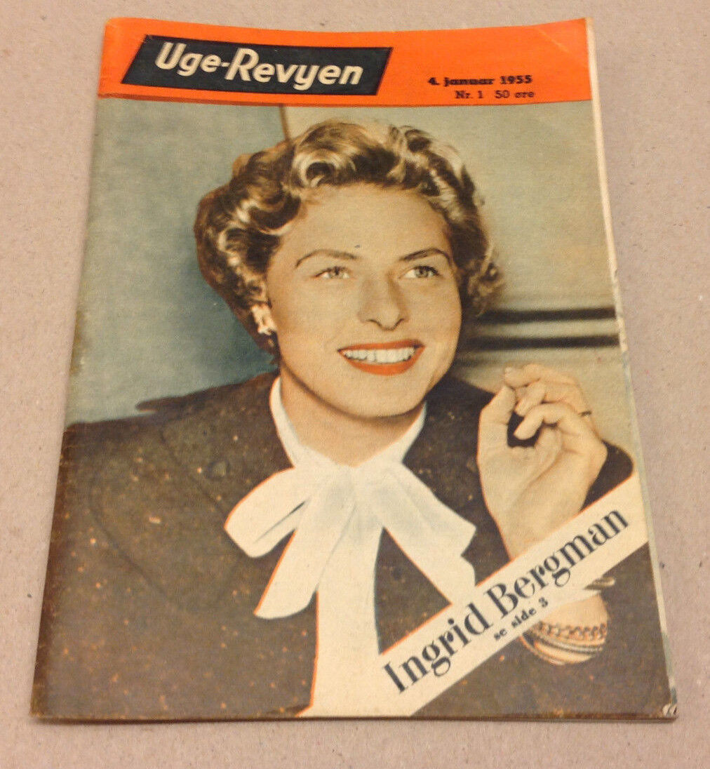 INGRID BERGMAN FRONT COVER COZY COLE MUSIC BACK COVER VTG Danish Magazine 1955