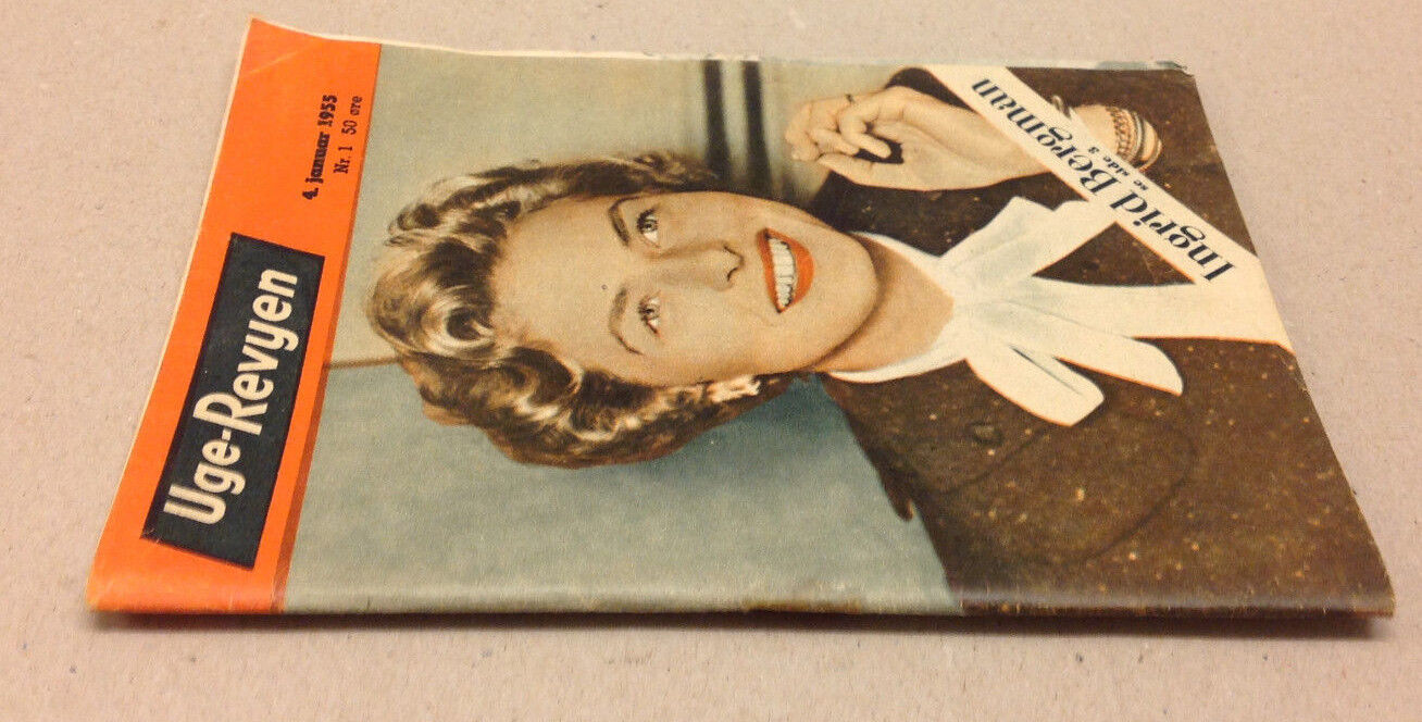 INGRID BERGMAN FRONT COVER COZY COLE MUSIC BACK COVER VTG Danish Magazine 1955