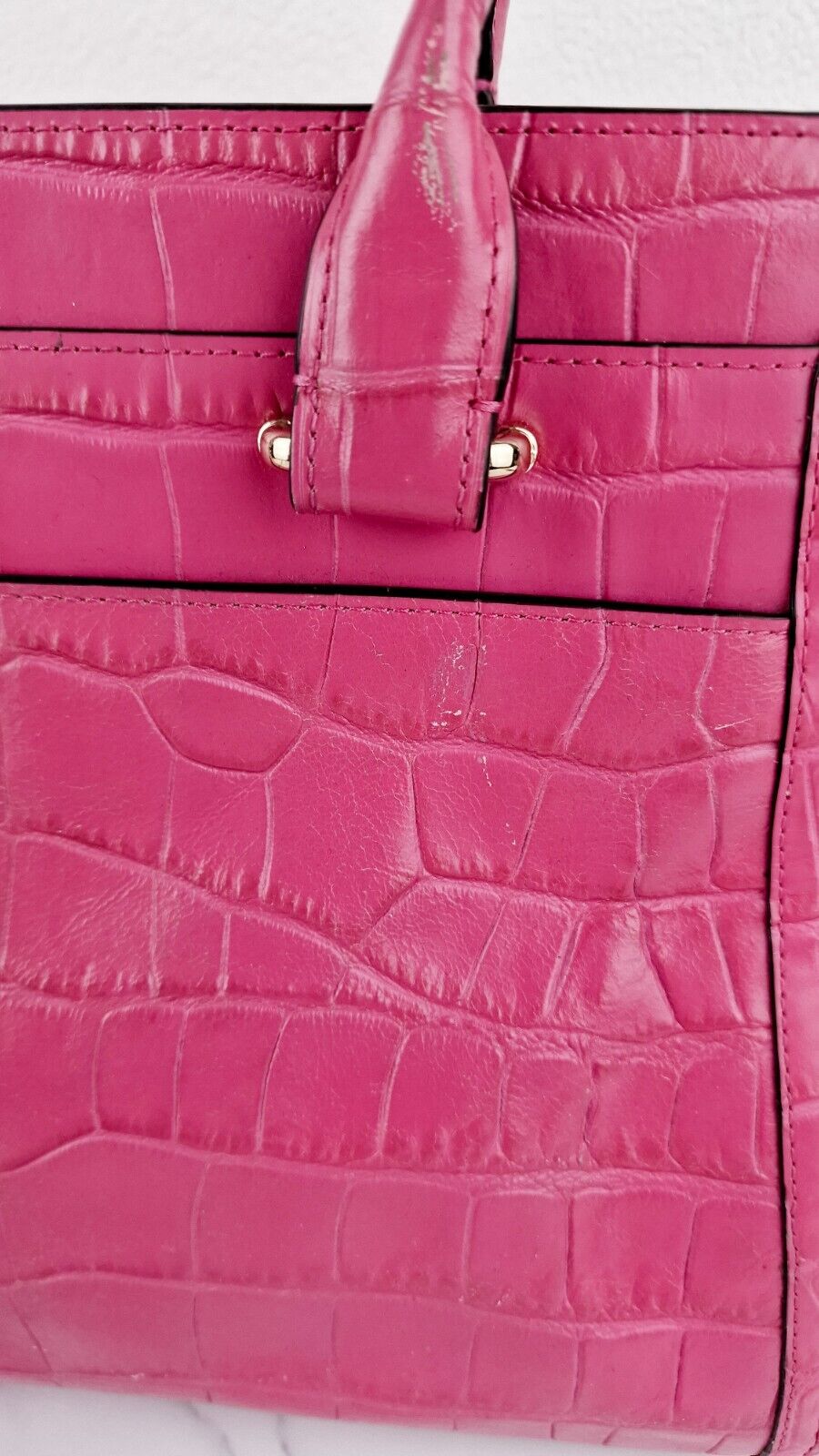 Coach Swagger Frame Bag Pink Croc Embossed Leather 37998 Handbag