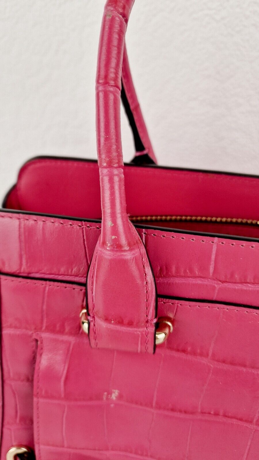 Coach Swagger Frame Bag Pink Croc Embossed Leather 37998 Handbag