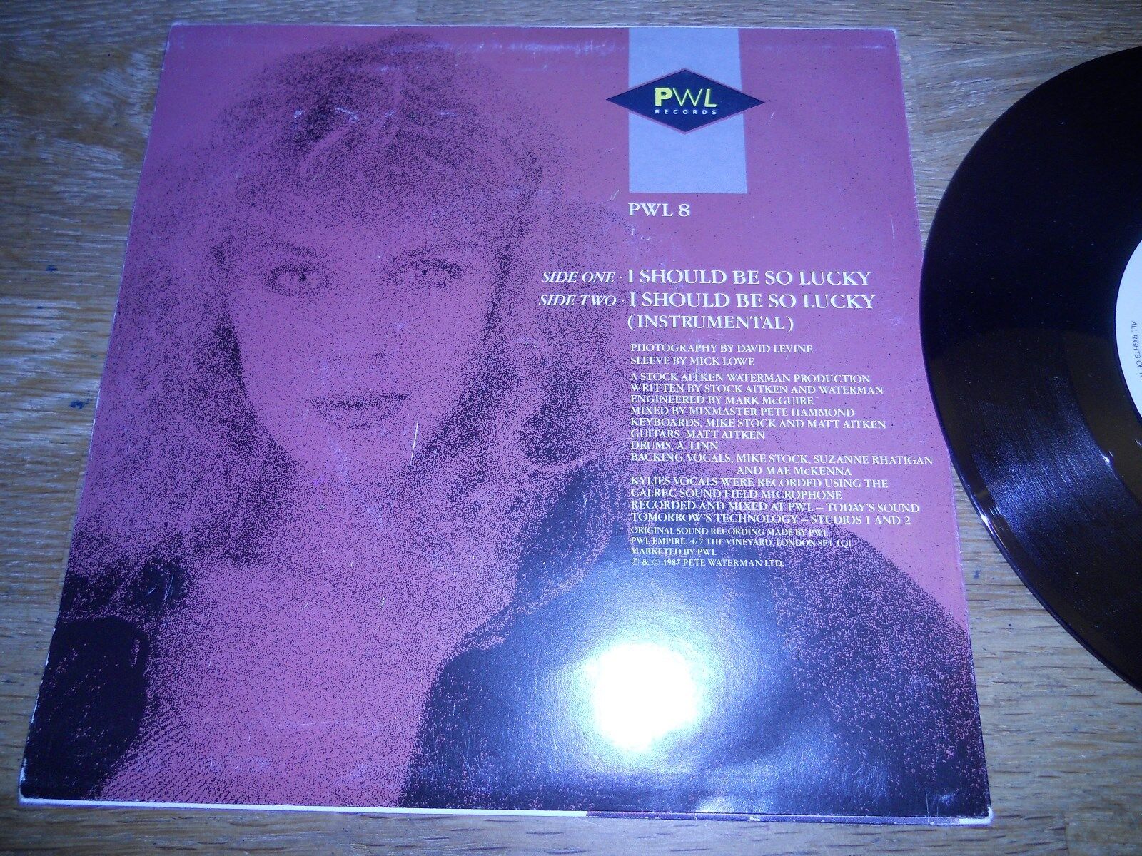 KYLIE MINOGUE "I SHOULD BE SO LUCKY" 1987 BIEM/NCB PWL RECORDS SWEDISH PRESS OOP