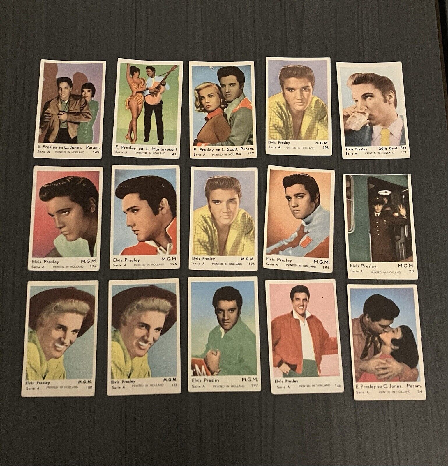 15 VINTAGE CARDS OF ELVIS PRESLEY 1958 DUTCH GUM SERIE A KING OF ROCK N ROLL