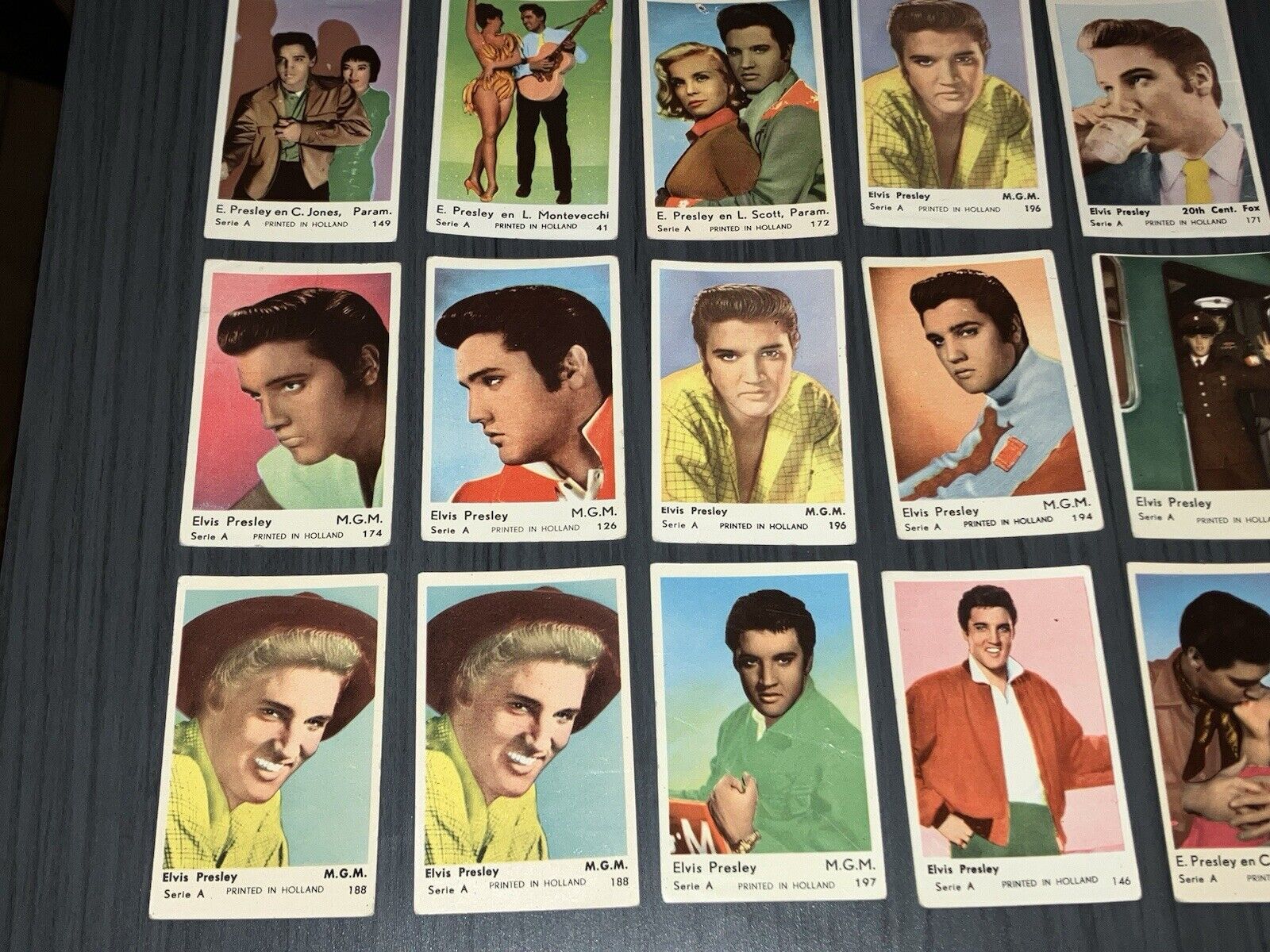 15 VINTAGE CARDS OF ELVIS PRESLEY 1958 DUTCH GUM SERIE A KING OF ROCK N ROLL