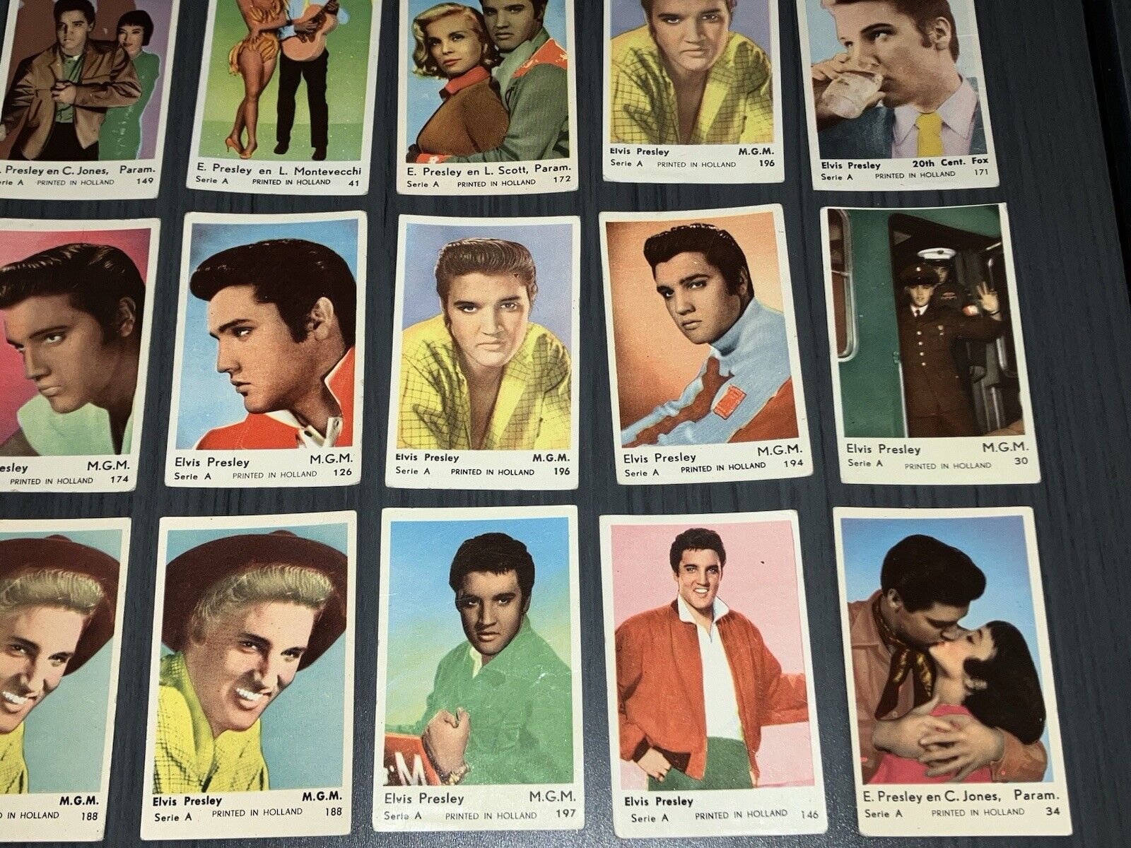 15 VINTAGE CARDS OF ELVIS PRESLEY 1958 DUTCH GUM SERIE A KING OF ROCK N ROLL