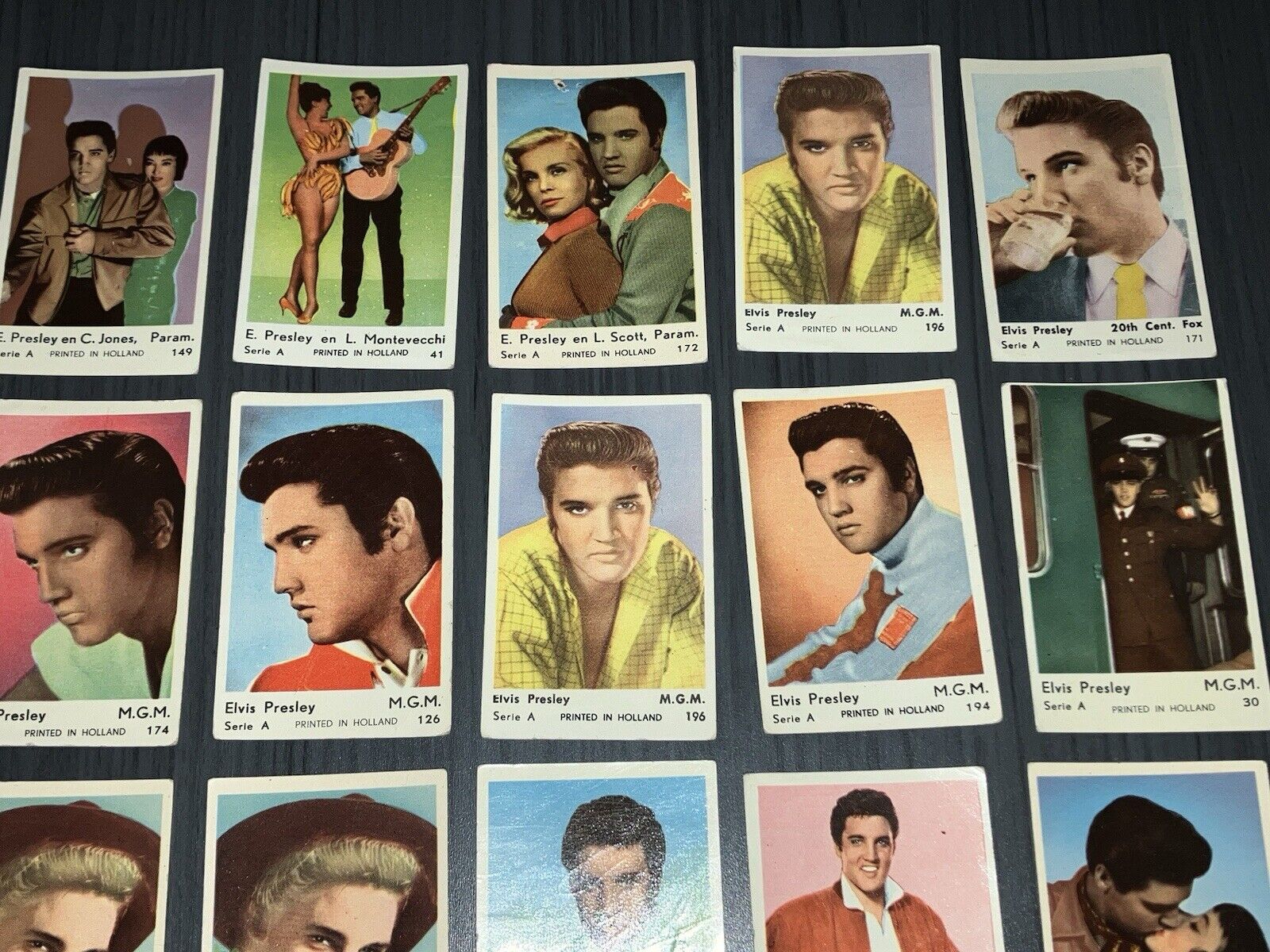 15 VINTAGE CARDS OF ELVIS PRESLEY 1958 DUTCH GUM SERIE A KING OF ROCK N ROLL