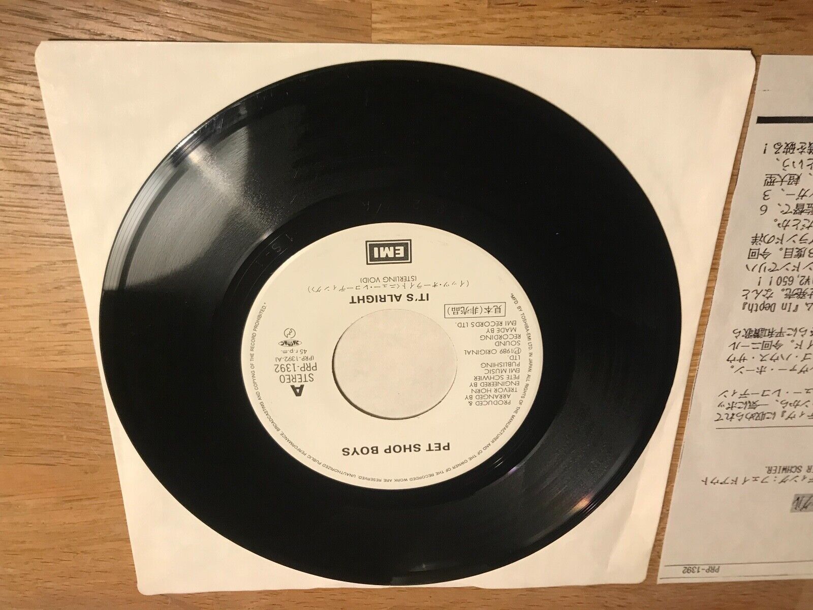 PET SHOP BOYS "IT´S ALRIGHT / YOUR FUNNY UNCLE" 1989 EMI RECORDS JASRAC PROMO 7"