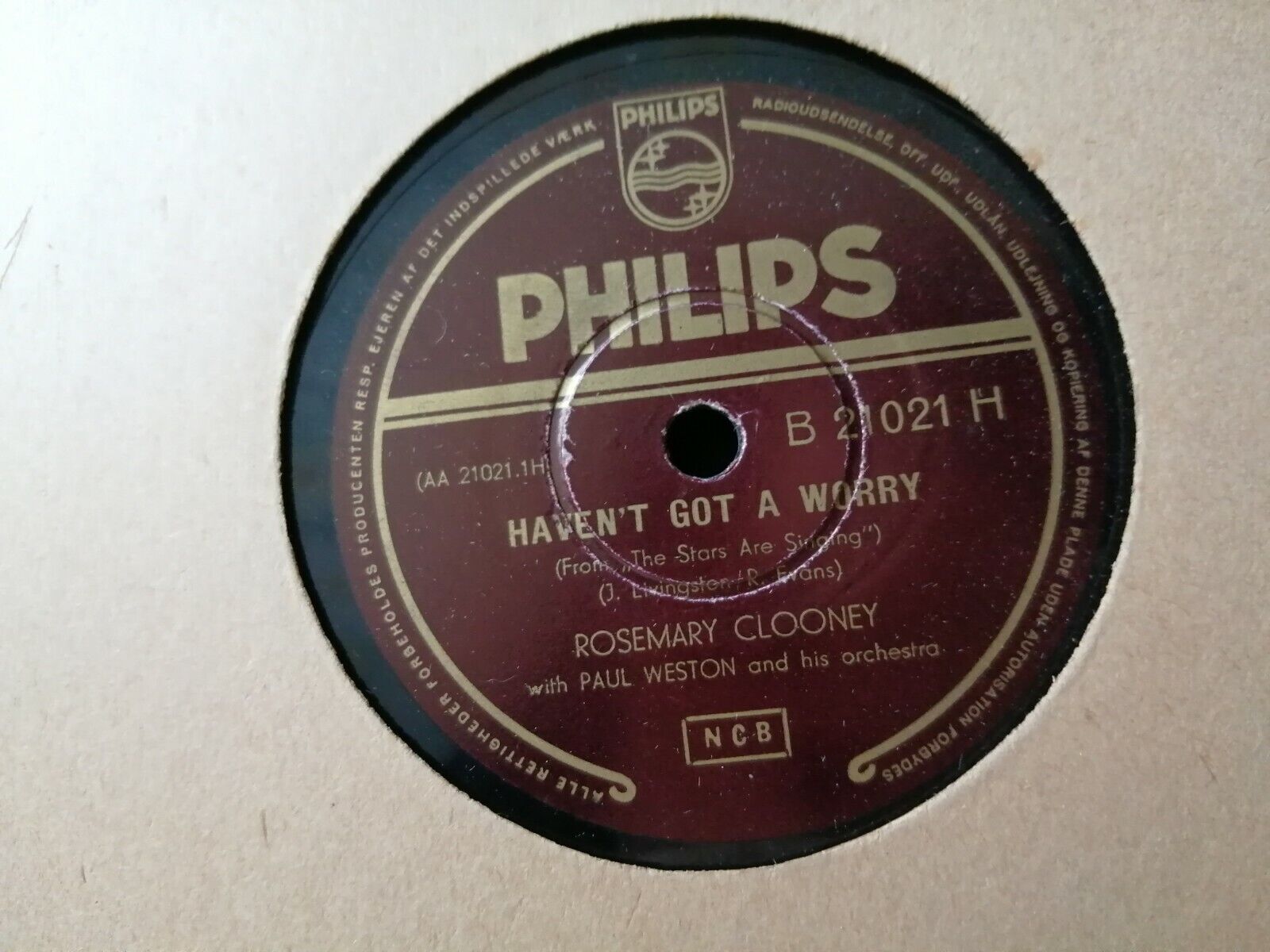 78 rpm shellacROSEMARY CLOONEYHaven't Got A Worry/Lovely Weather For Ducks