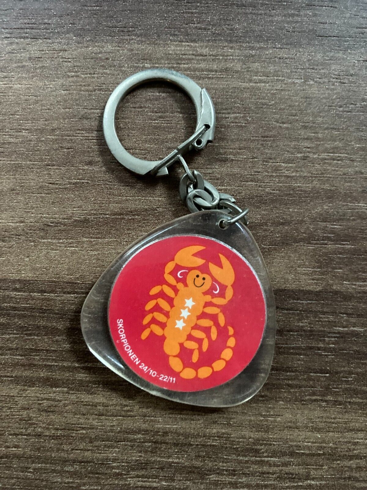 Vintage Shell and Scorpio Zodiac Keychain Ring - Unique Double-Sided Design