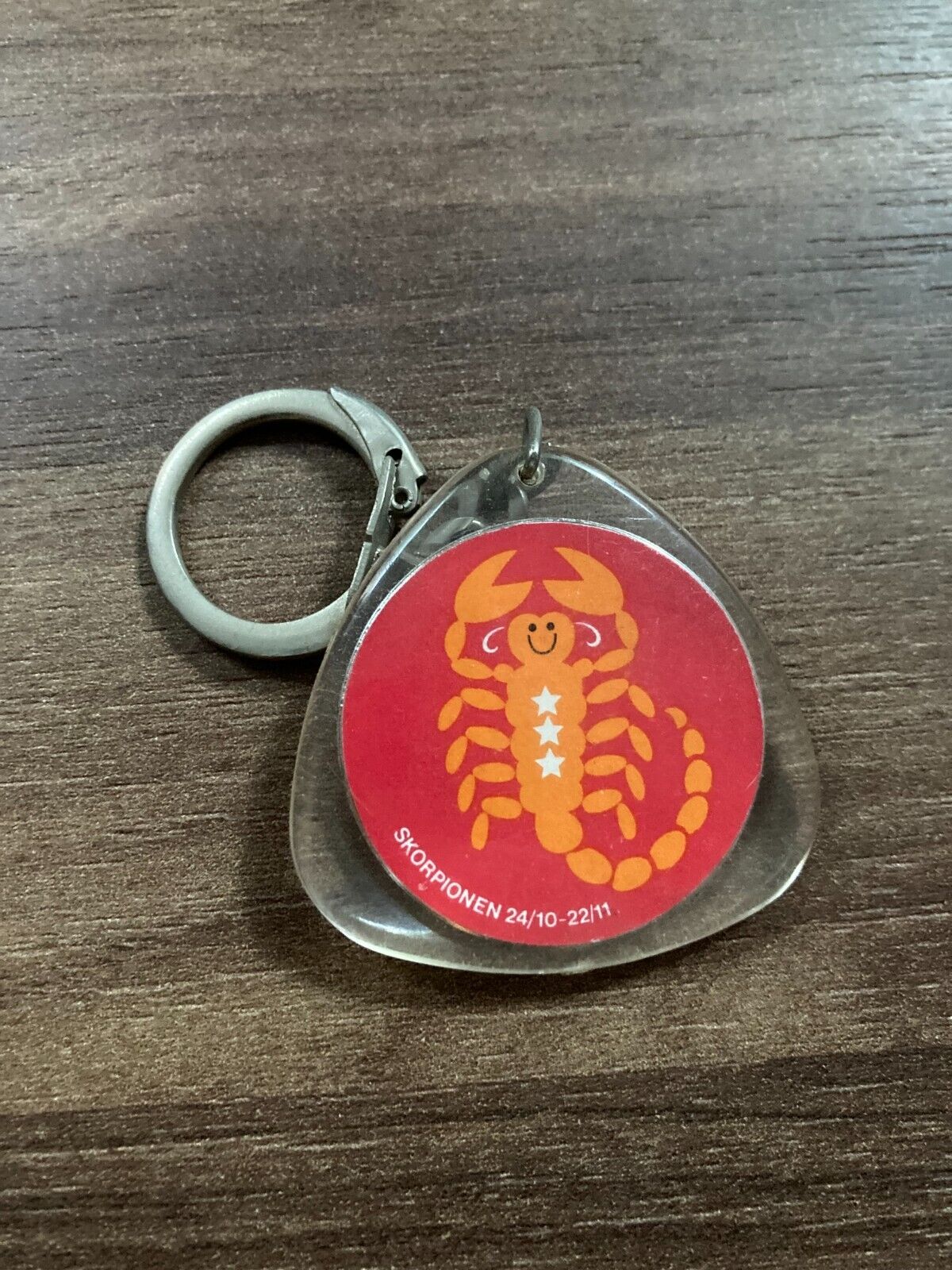 Vintage Shell and Scorpio Zodiac Keychain Ring - Unique Double-Sided Design