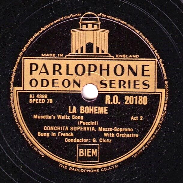 Supervia; Cloëz Puccini (Boheme) + Gounod (Faust) Parl RO 20180 NM(-) (10")