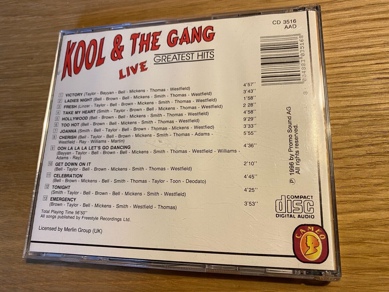 KOOL  THE GANG "GREATEST HITS LIVE" 1996 CD ALBUM 13 TRACK CAMEO RECORDS AAD CD