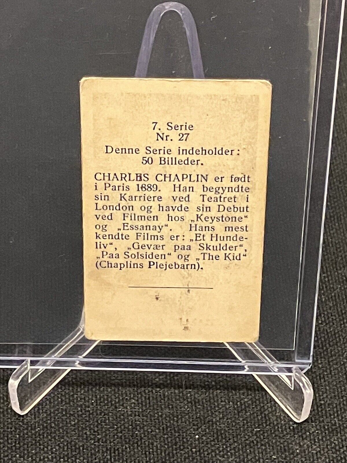 1933 HOLLYWOOD ACTOR CHARLES CHARLIE CHAPLIN RARE VINTAGE CARD MOVIE STARS #27