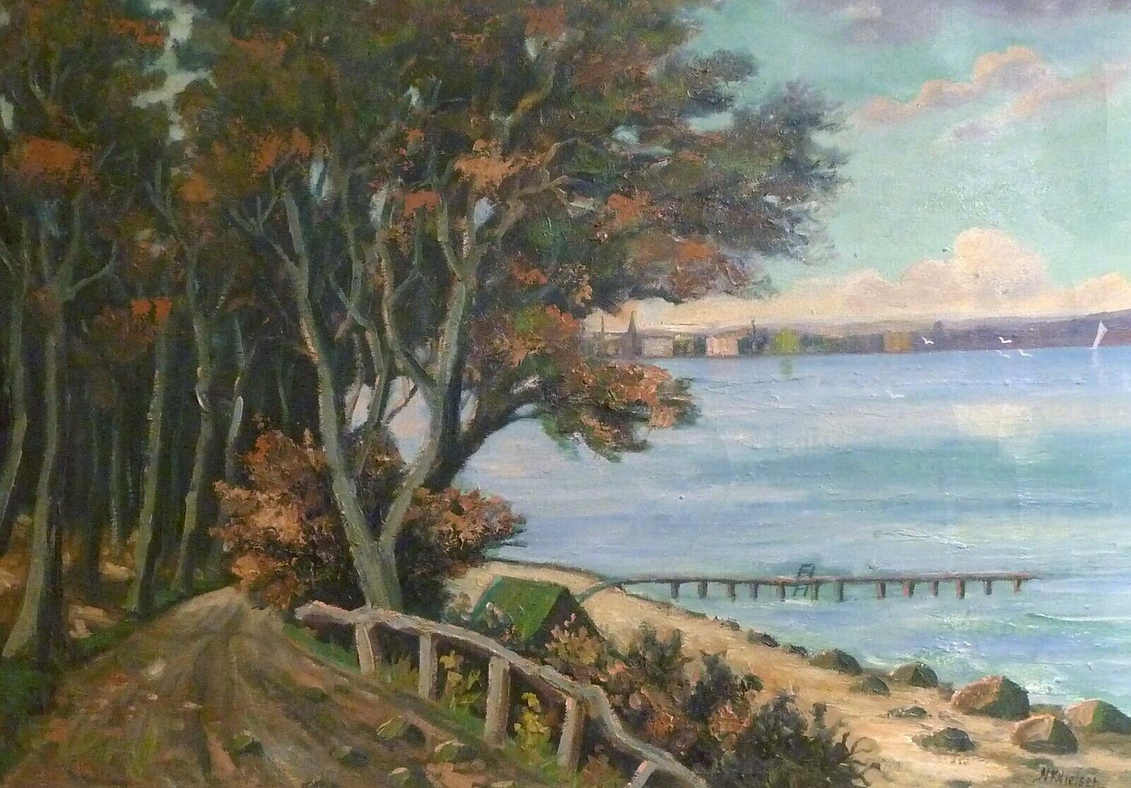 NK NIELSEN! COAST LANDSCAPE PROBABLY FROM THE BAY OF AARHUS