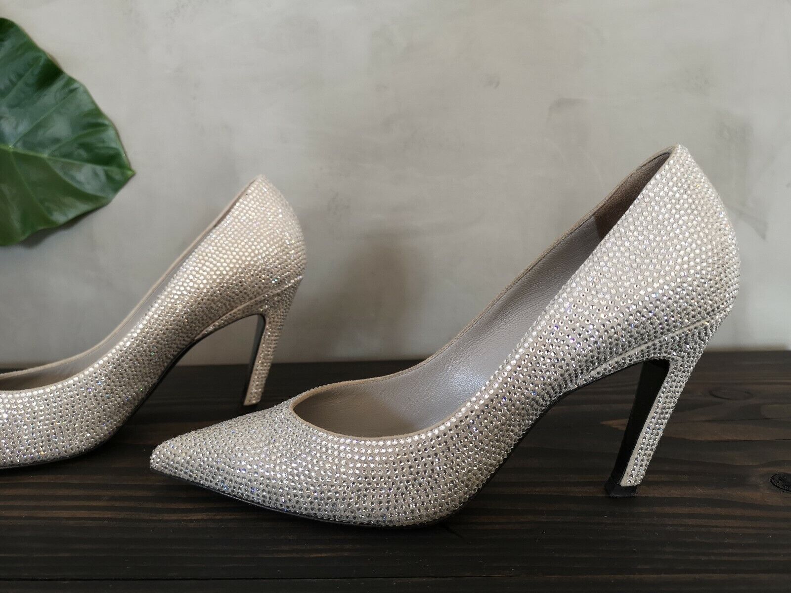 **Balenciaga** Grey Silver Suede Crystal Embellished Knife Pumps Heels Sz 37