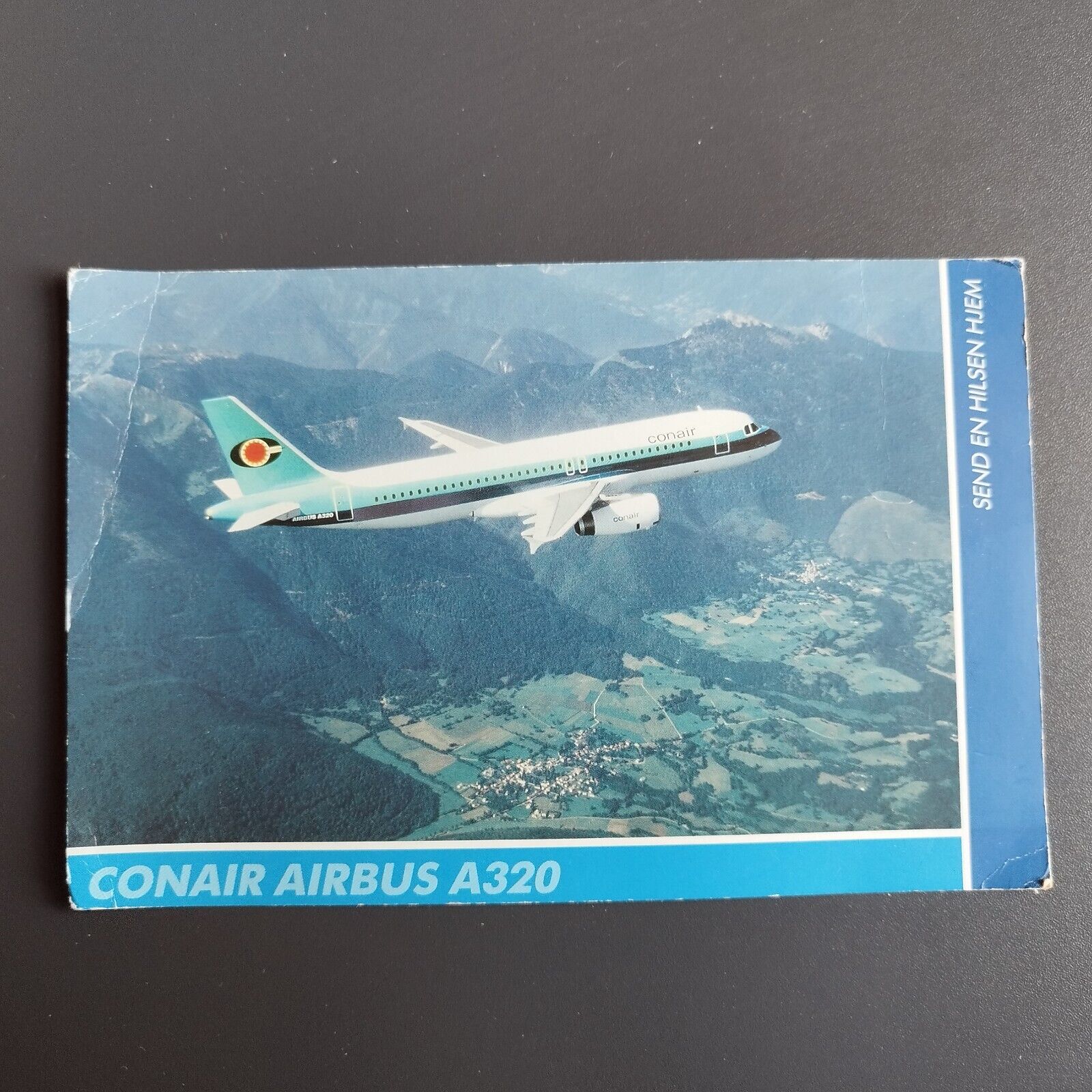 Large size vintage postcard Denmark Conair Airbus A320  18 x 12 cm