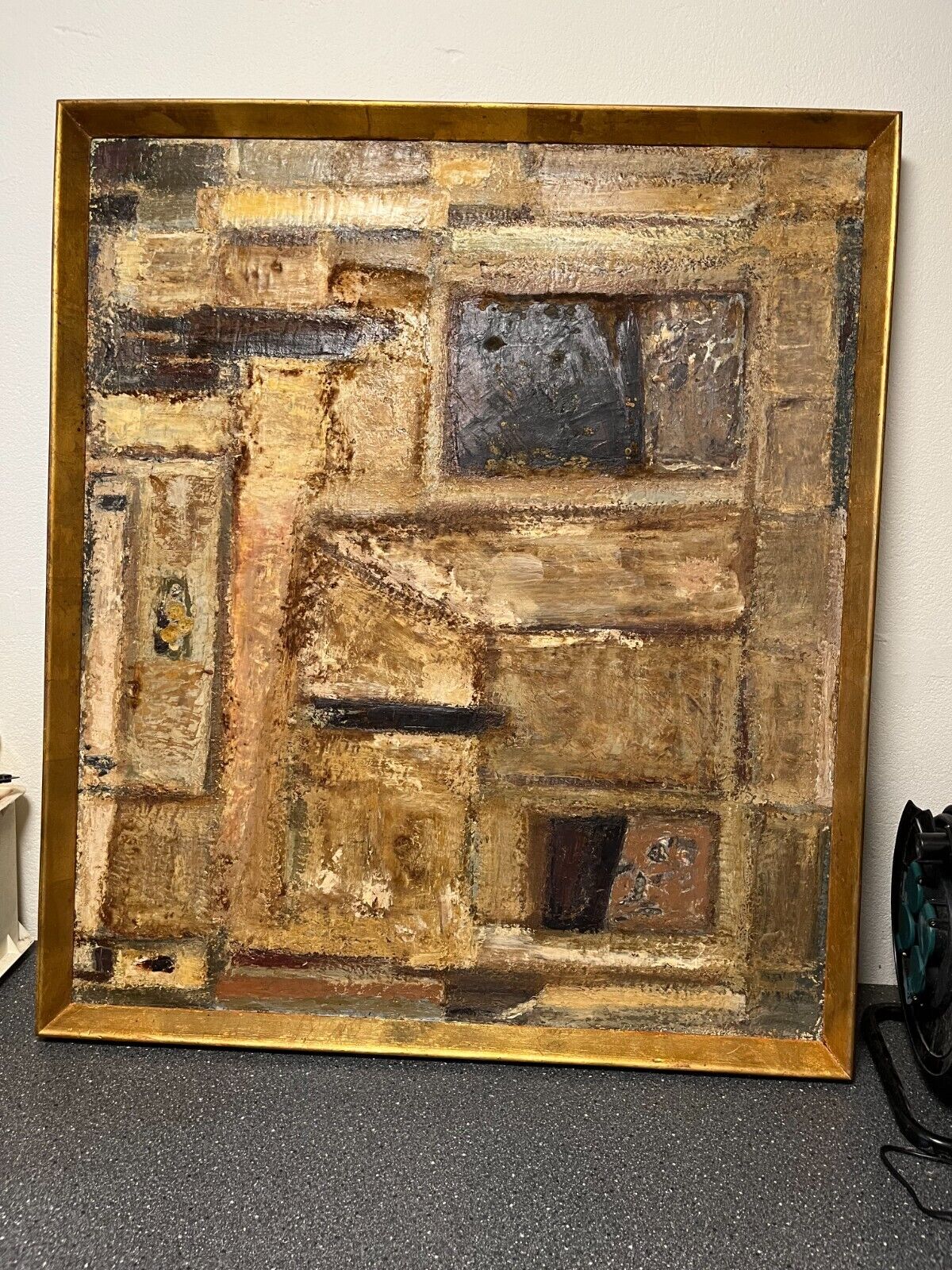 Mid-Century Modern Danish Abstract Oil Painting Signed Artist (1968) - 82x92 cm